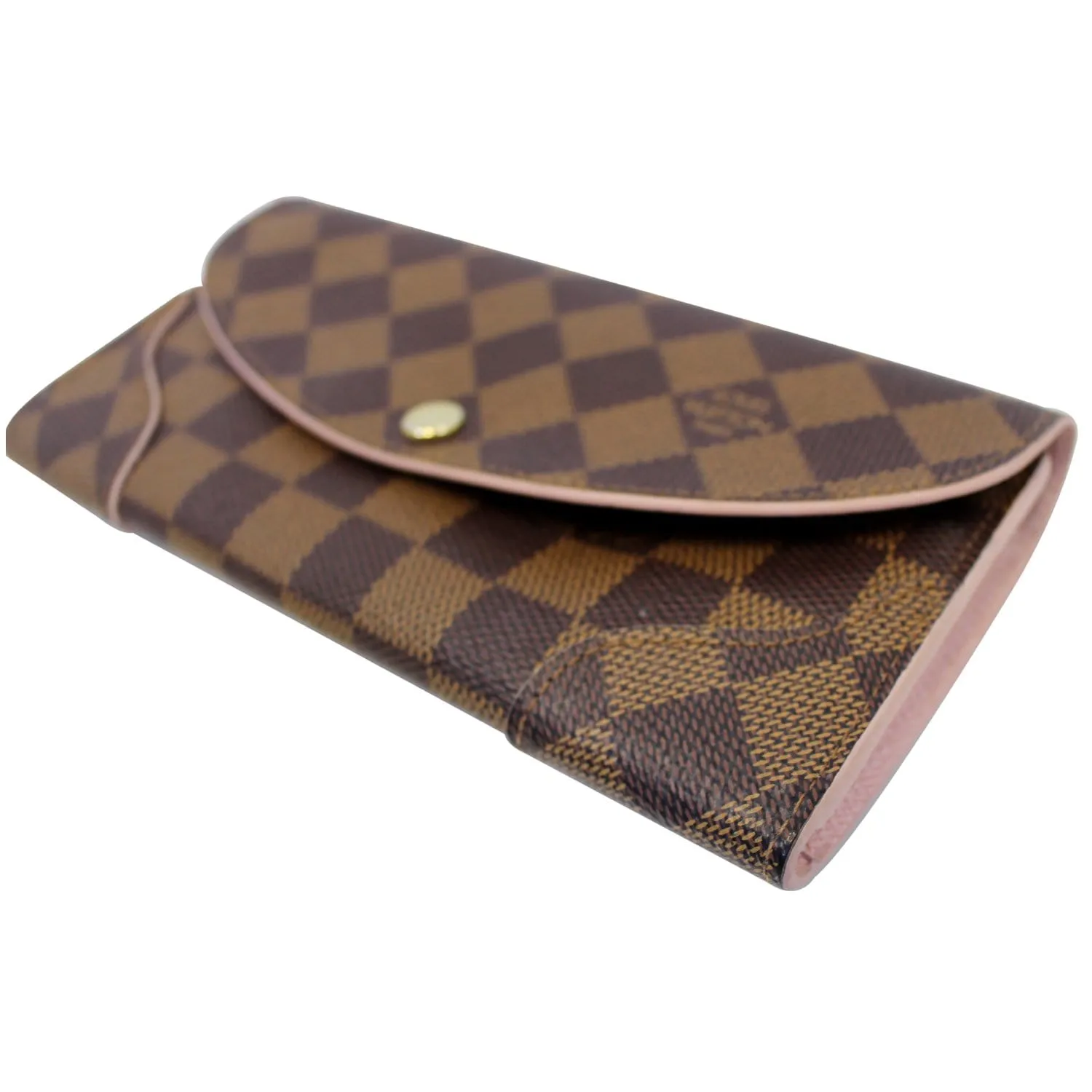 LOUIS VUITTON Caissa Damier Ebene Wallet Rose Ballerine