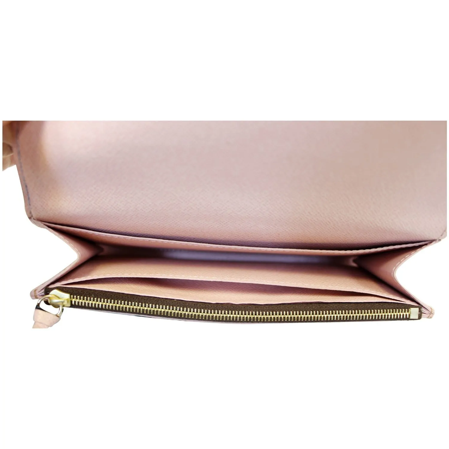 LOUIS VUITTON Caissa Damier Ebene Wallet Rose Ballerine