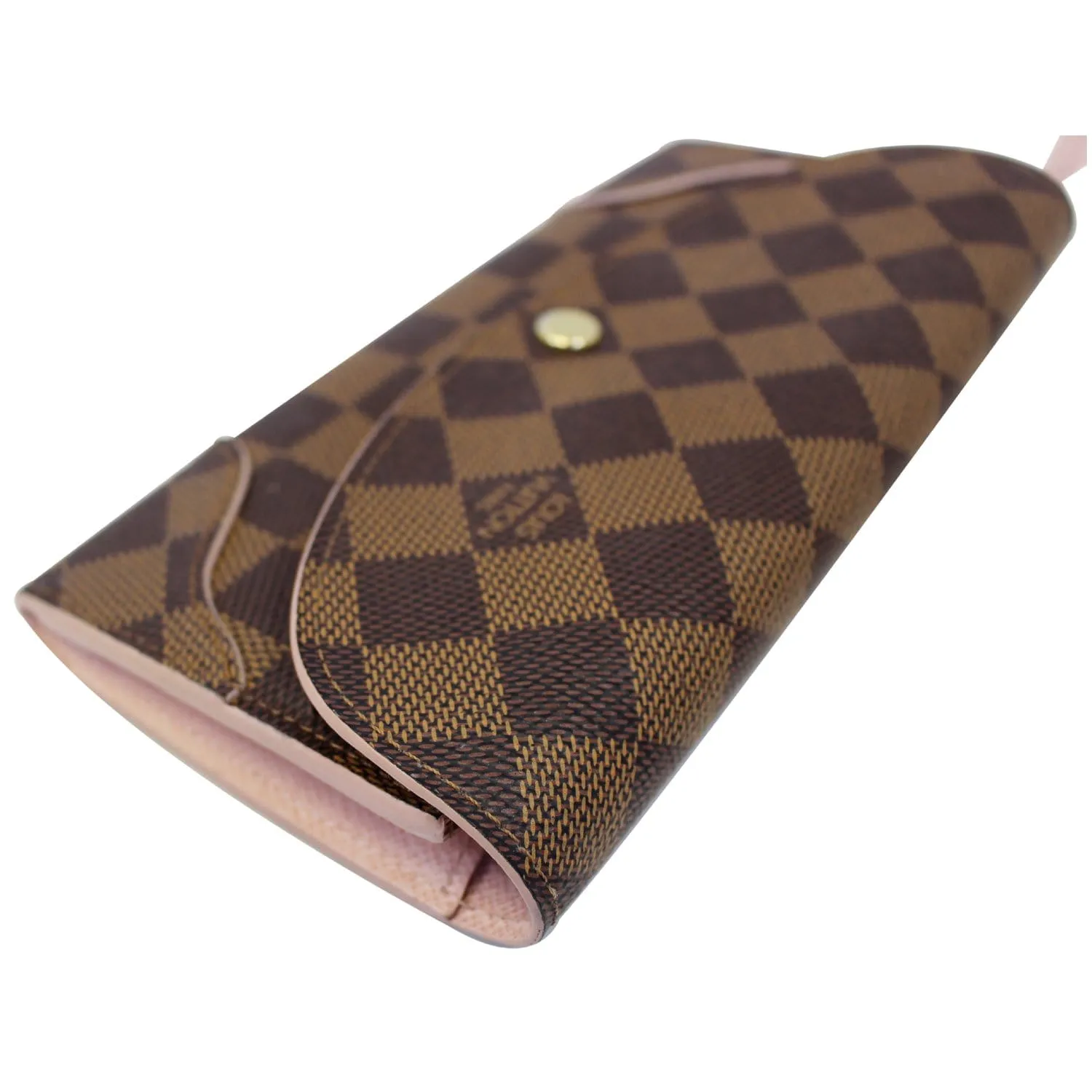 LOUIS VUITTON Caissa Damier Ebene Wallet Rose Ballerine