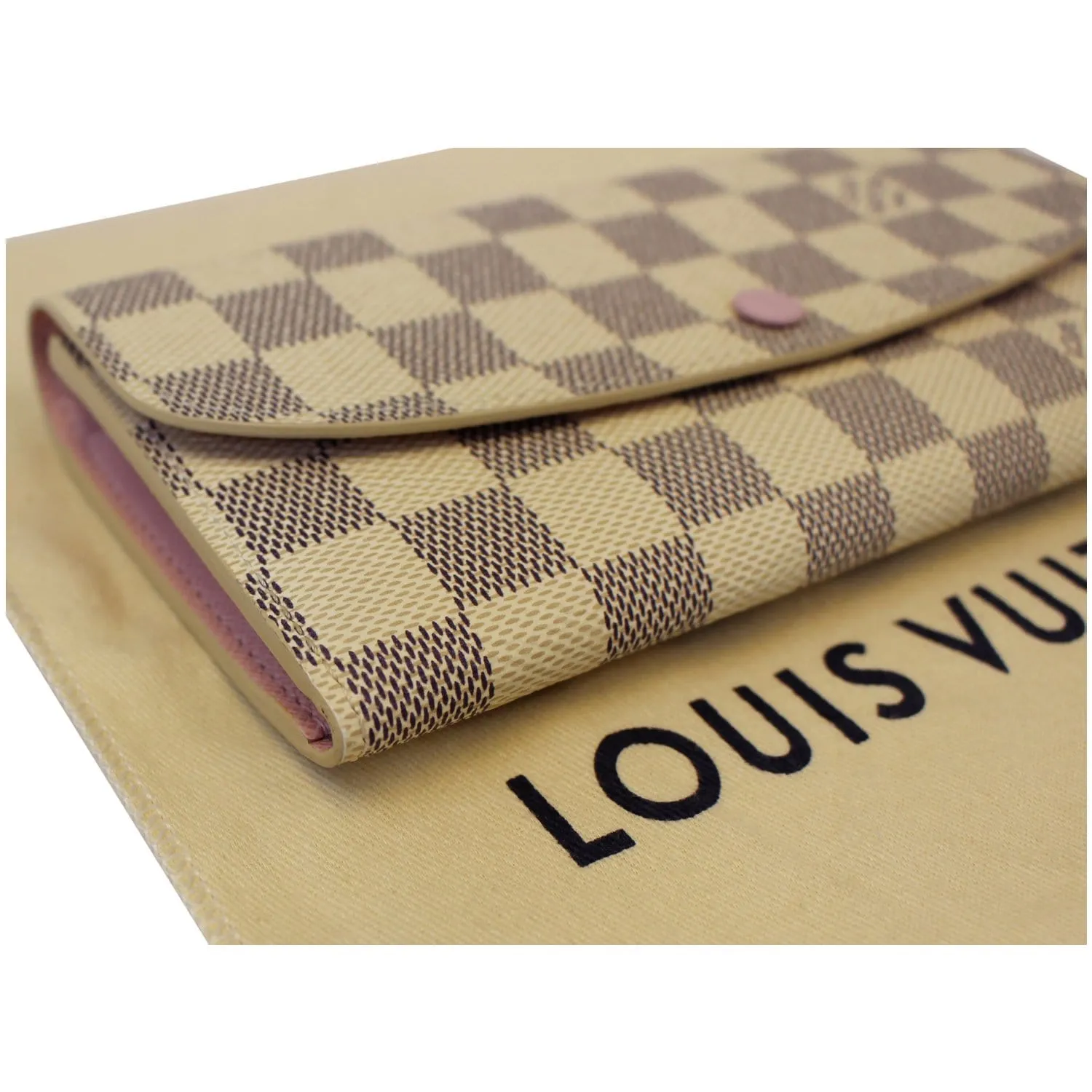LOUIS VUITTON Emilie Damier Azur Wallet Rose Ballerine