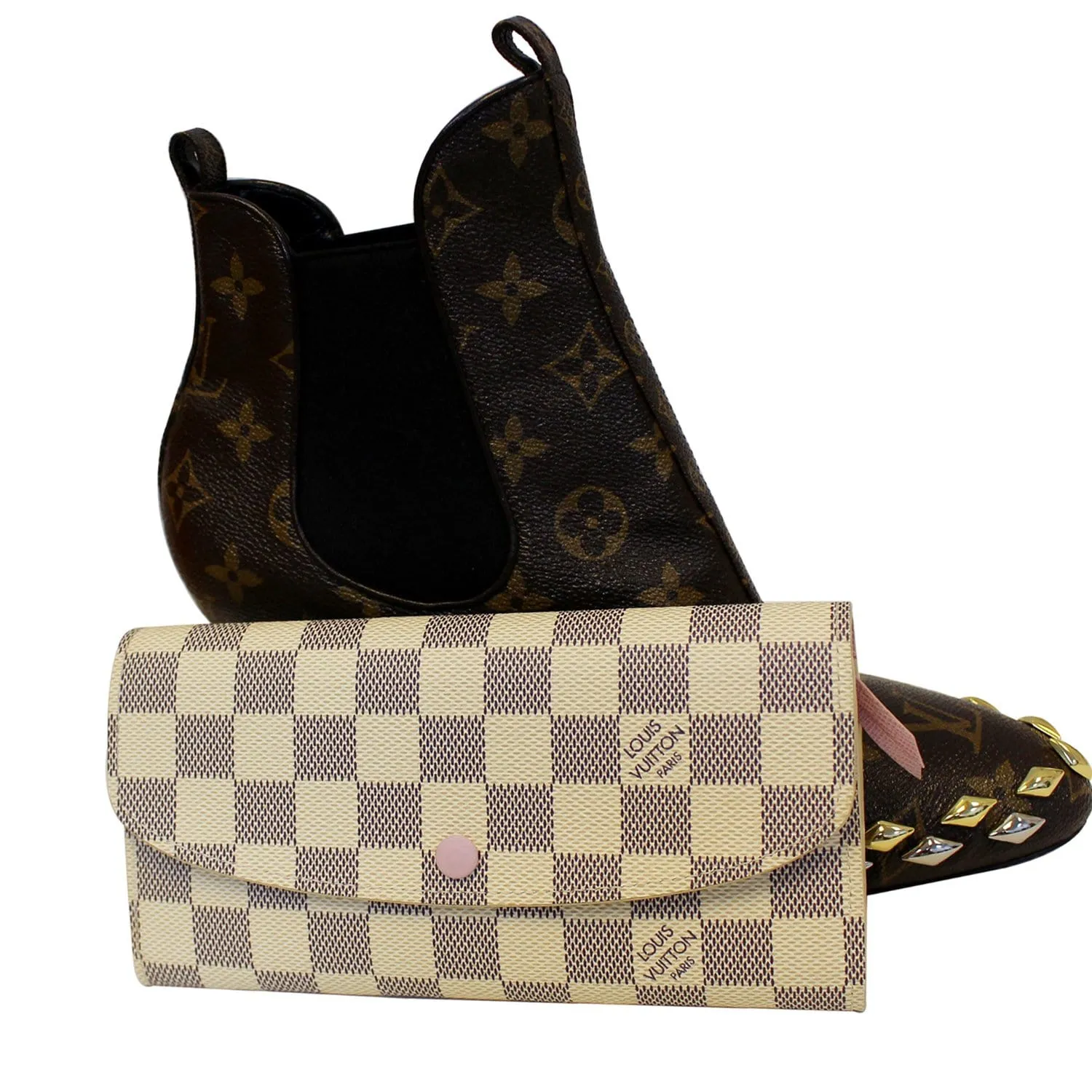 LOUIS VUITTON Emilie Damier Azur Wallet Rose Ballerine