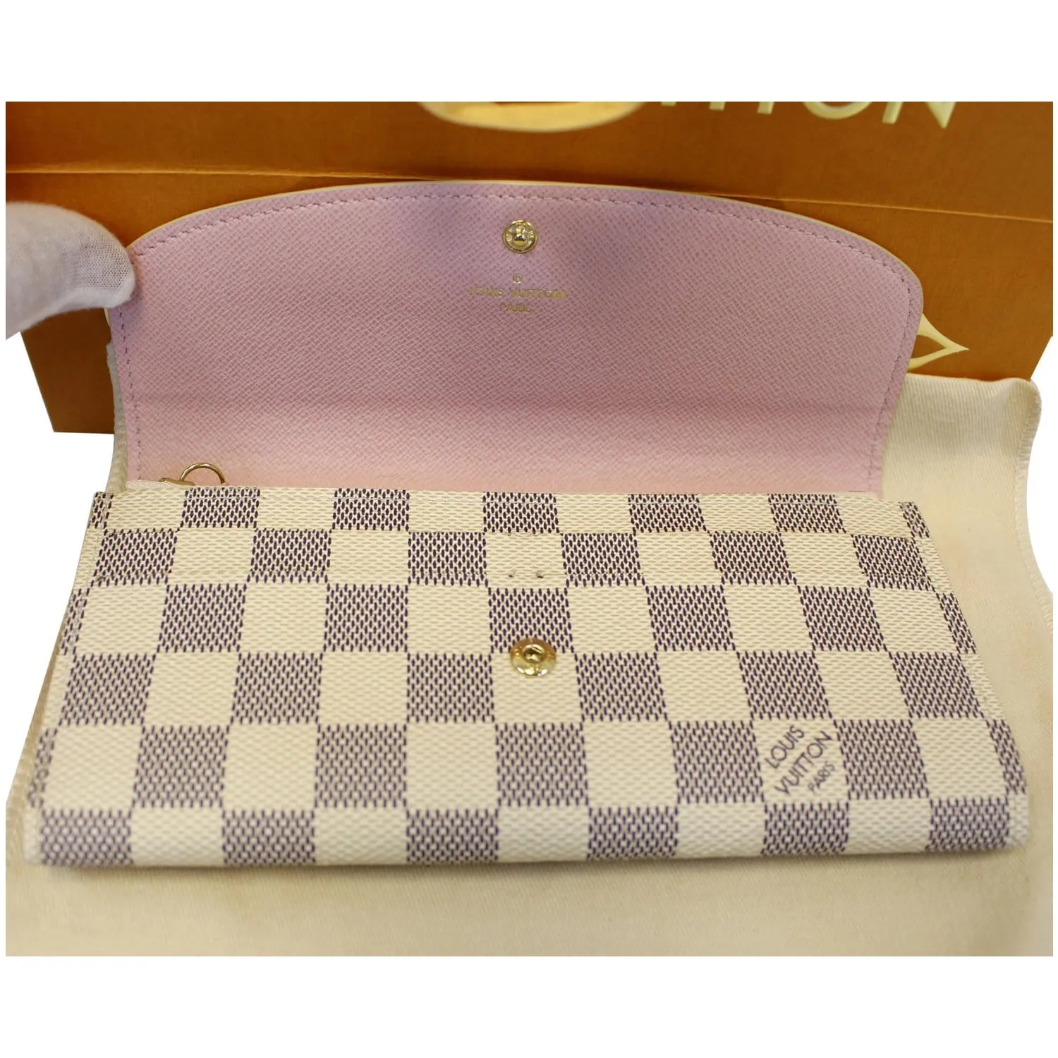 LOUIS VUITTON Emilie Damier Azur Wallet Rose Ballerine