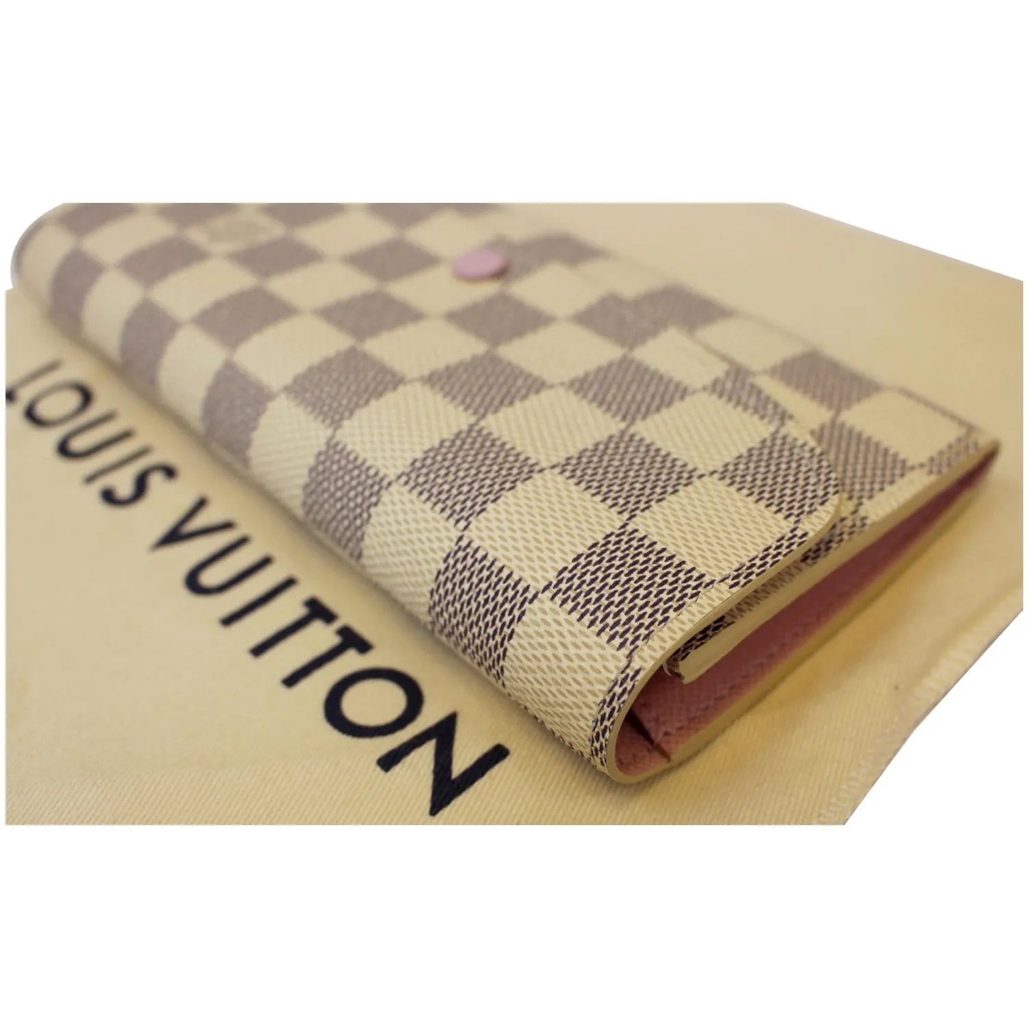 LOUIS VUITTON Emilie Damier Azur Wallet Rose Ballerine