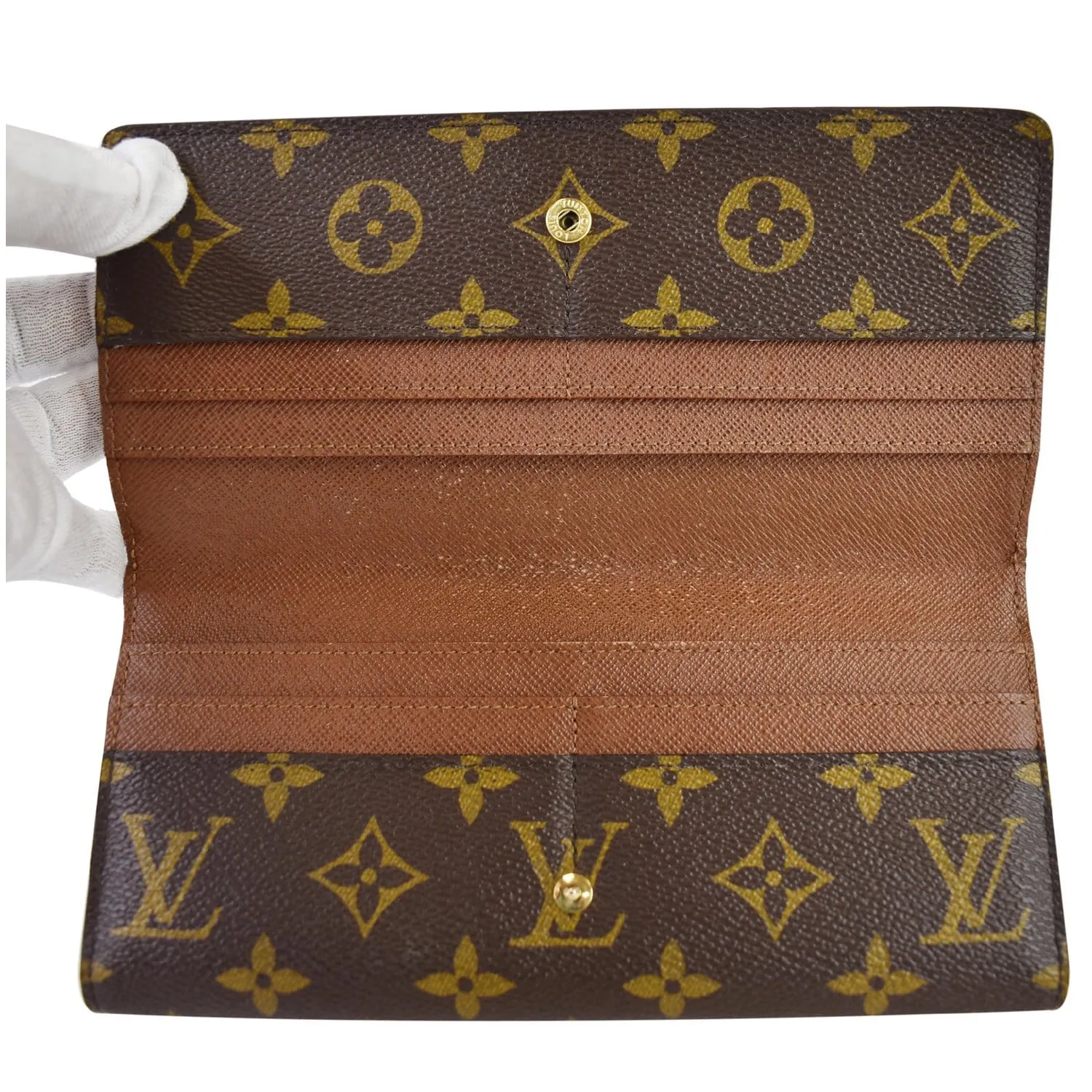 LOUIS VUITTON Emilie Monogram Canvas Wallet Brown
