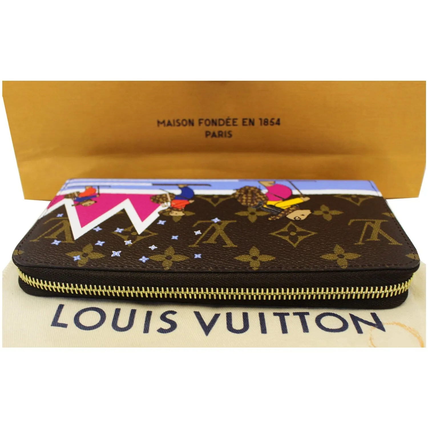 LOUIS VUITTON Holiday Zippy Monogram Canvas Wallet Brown