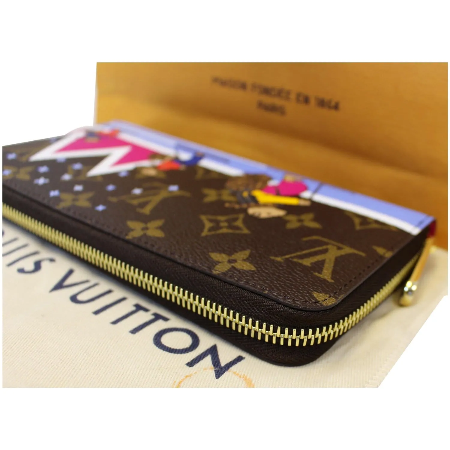 LOUIS VUITTON Holiday Zippy Monogram Canvas Wallet Brown