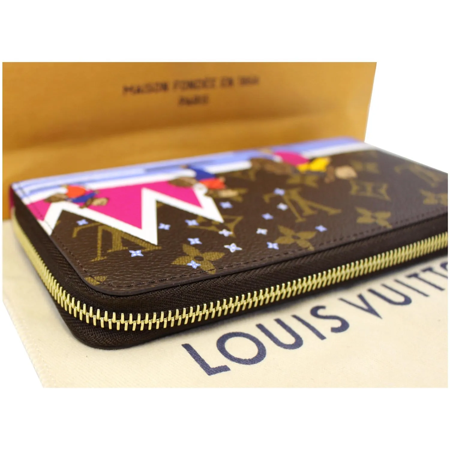 LOUIS VUITTON Holiday Zippy Monogram Canvas Wallet Brown