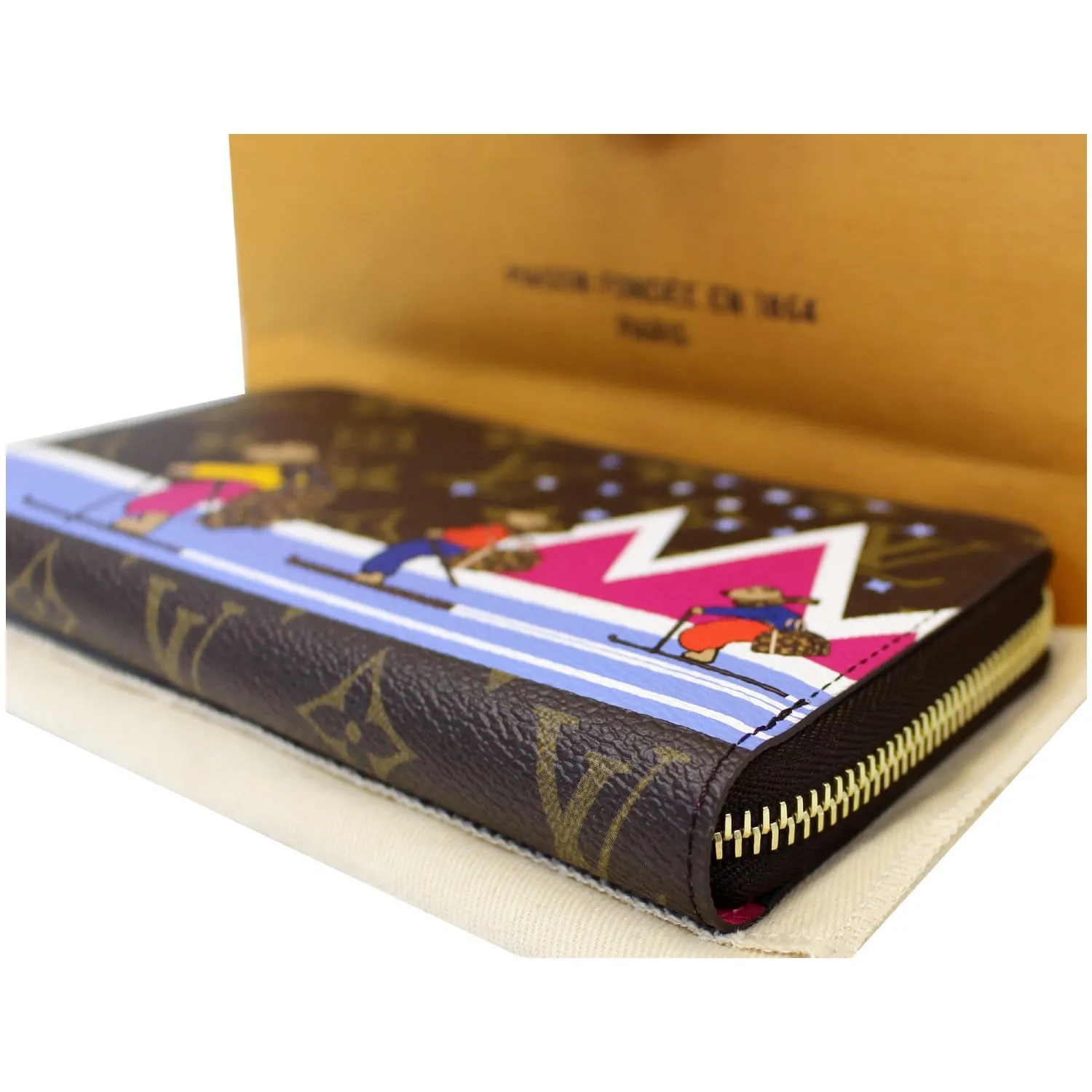 LOUIS VUITTON Holiday Zippy Monogram Canvas Wallet Brown