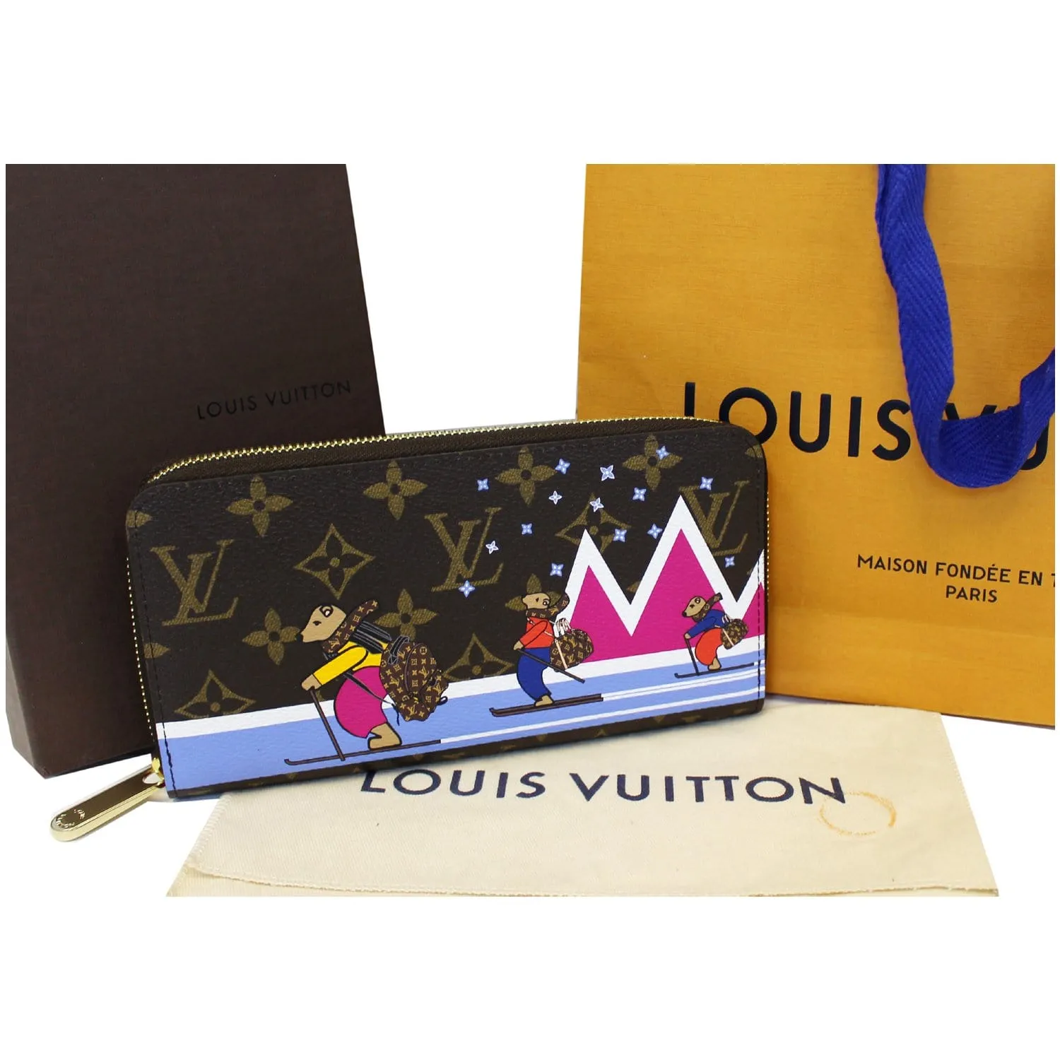 LOUIS VUITTON Holiday Zippy Monogram Canvas Wallet Brown