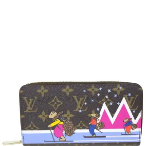 LOUIS VUITTON Holiday Zippy Monogram Canvas Wallet Brown
