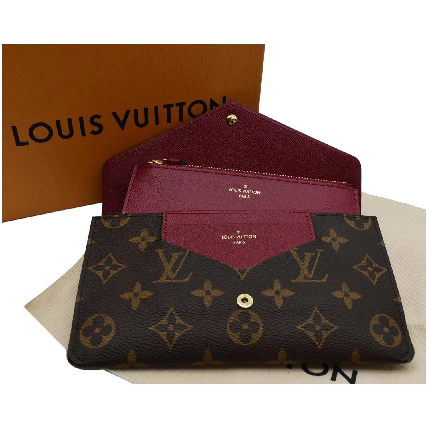 LOUIS VUITTON Monogram Canvas Sarah Wallet Brown