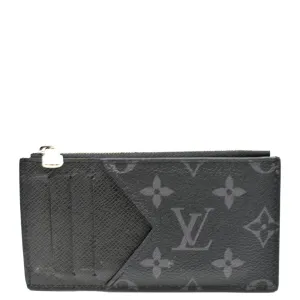 LOUIS VUITTON Monogram Eclipse Canvas Coin Card Holder Black