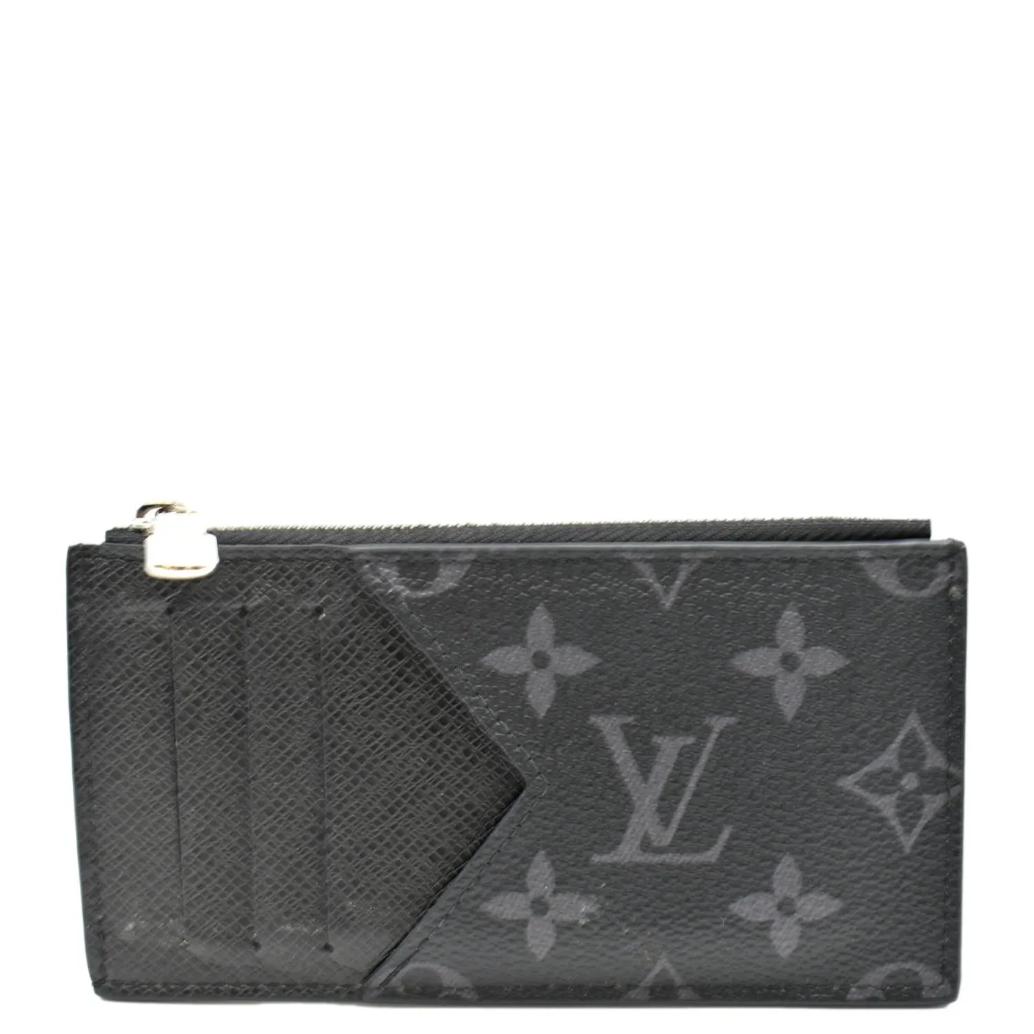 LOUIS VUITTON Monogram Eclipse Canvas Coin Card Holder Black