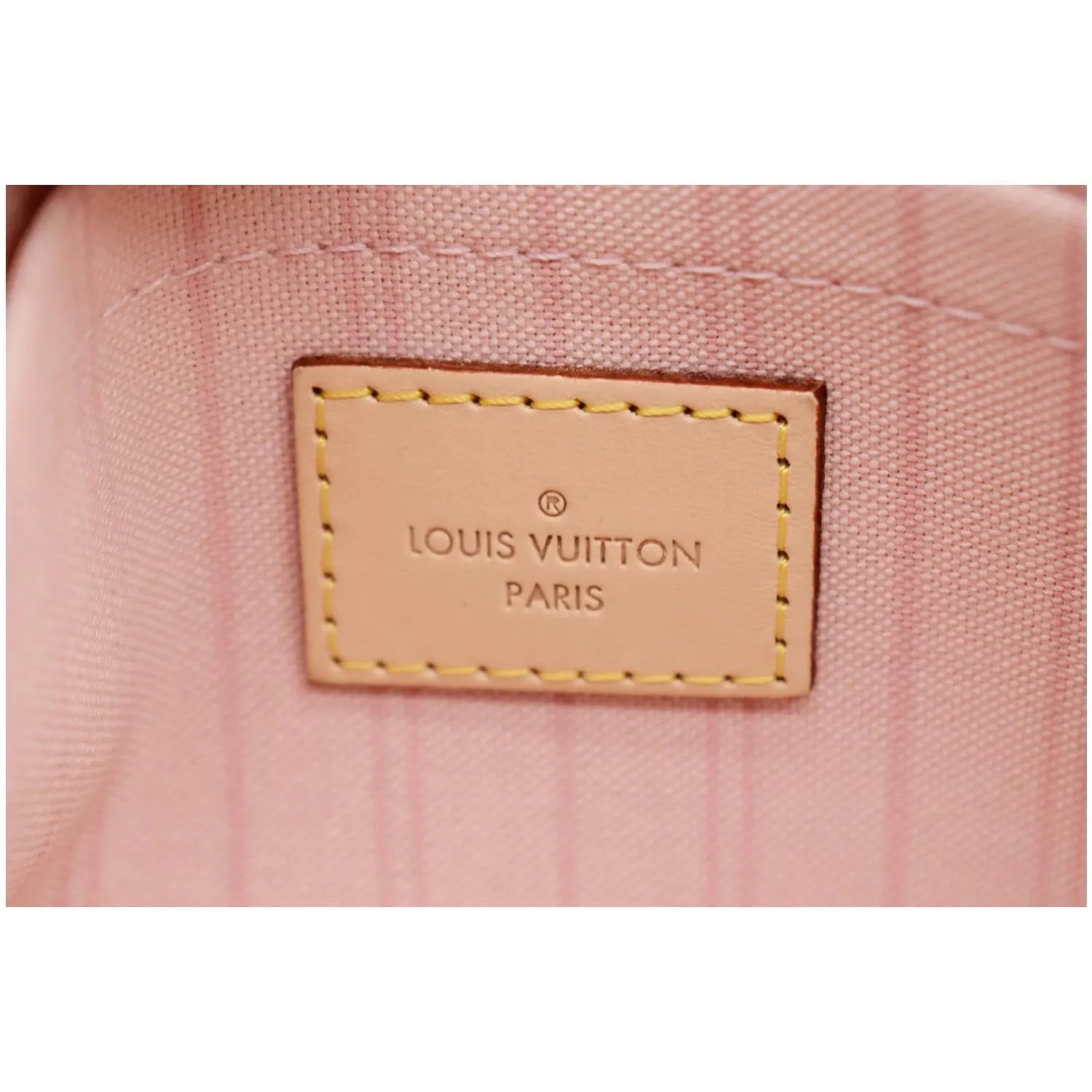 LOUIS VUITTON Neverfull MM Damier Azur Pochette Wristlet Pouch Rose Ballerine