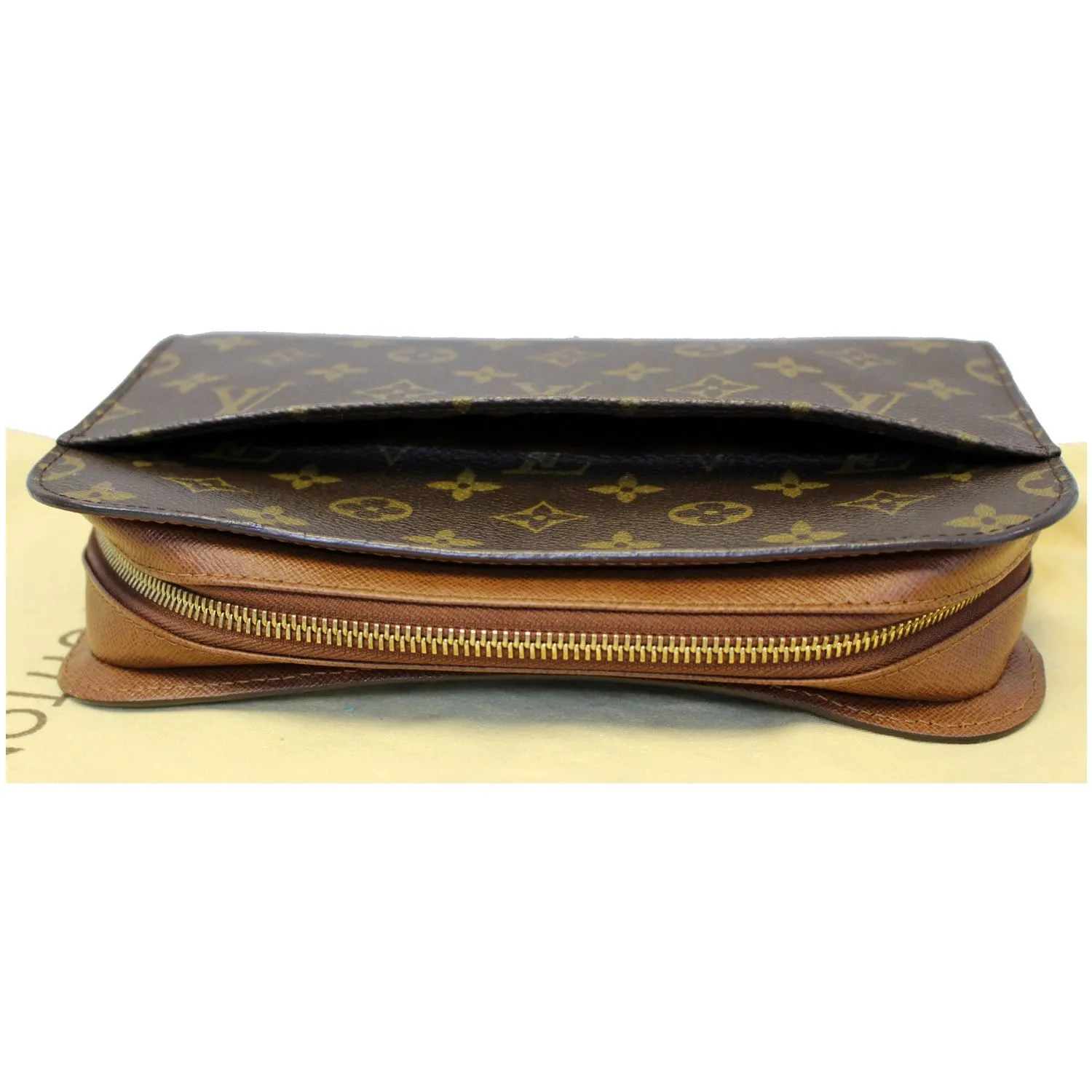 LOUIS VUITTON Orsay Monogram Canvas Clutch Bag Brown