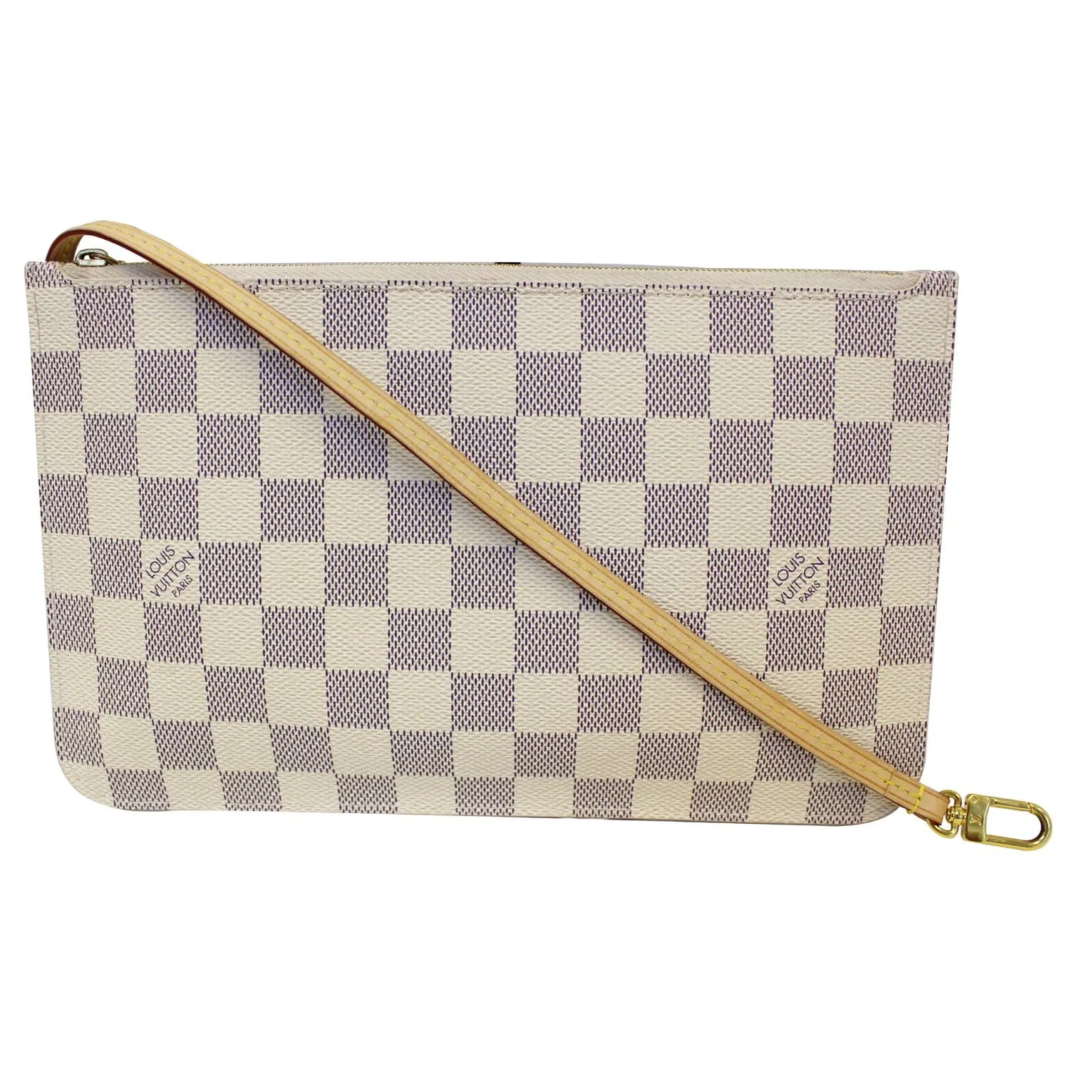 LOUIS VUITTON Pochette Wristlet Pouch Damier Azur Neverfull MM White