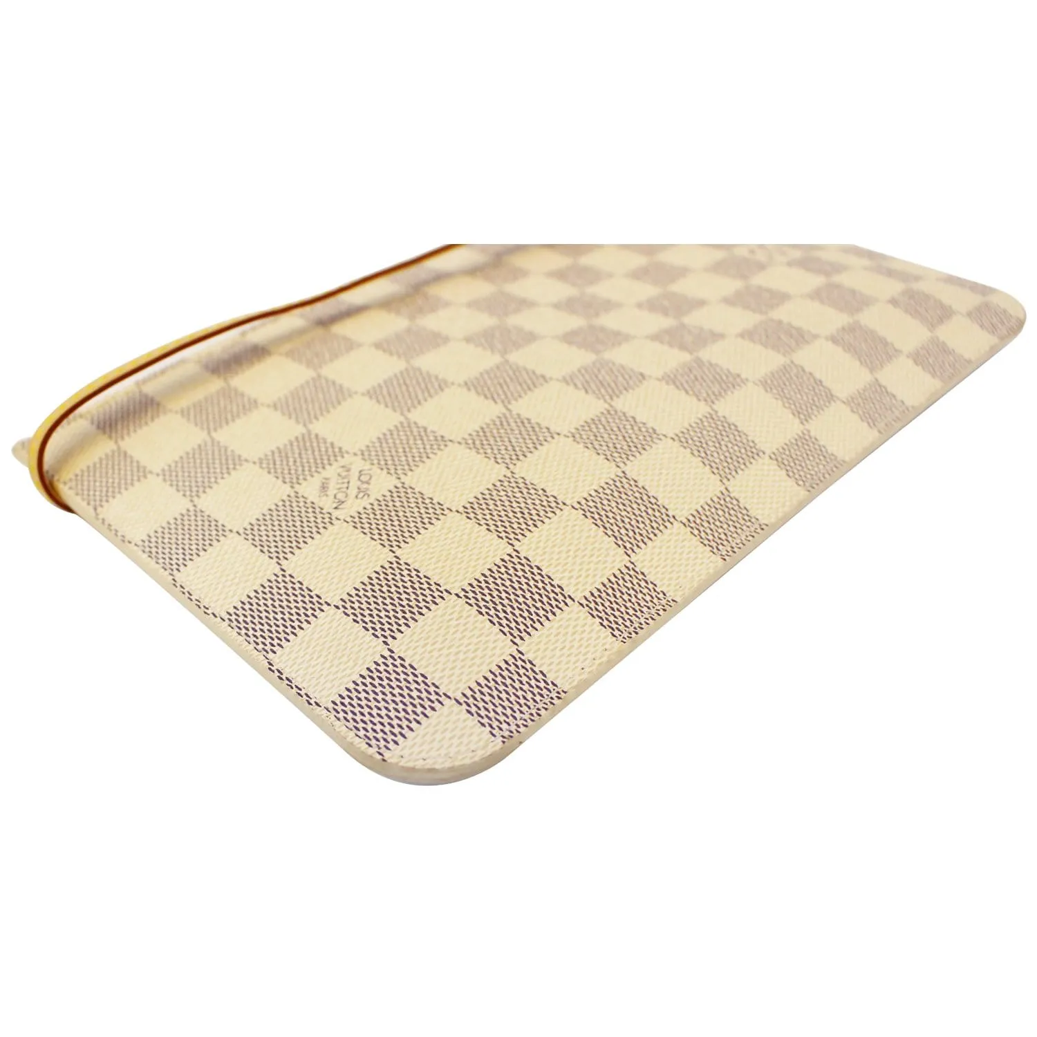 LOUIS VUITTON Pochette Wristlet Pouch Damier Azur Neverfull MM White