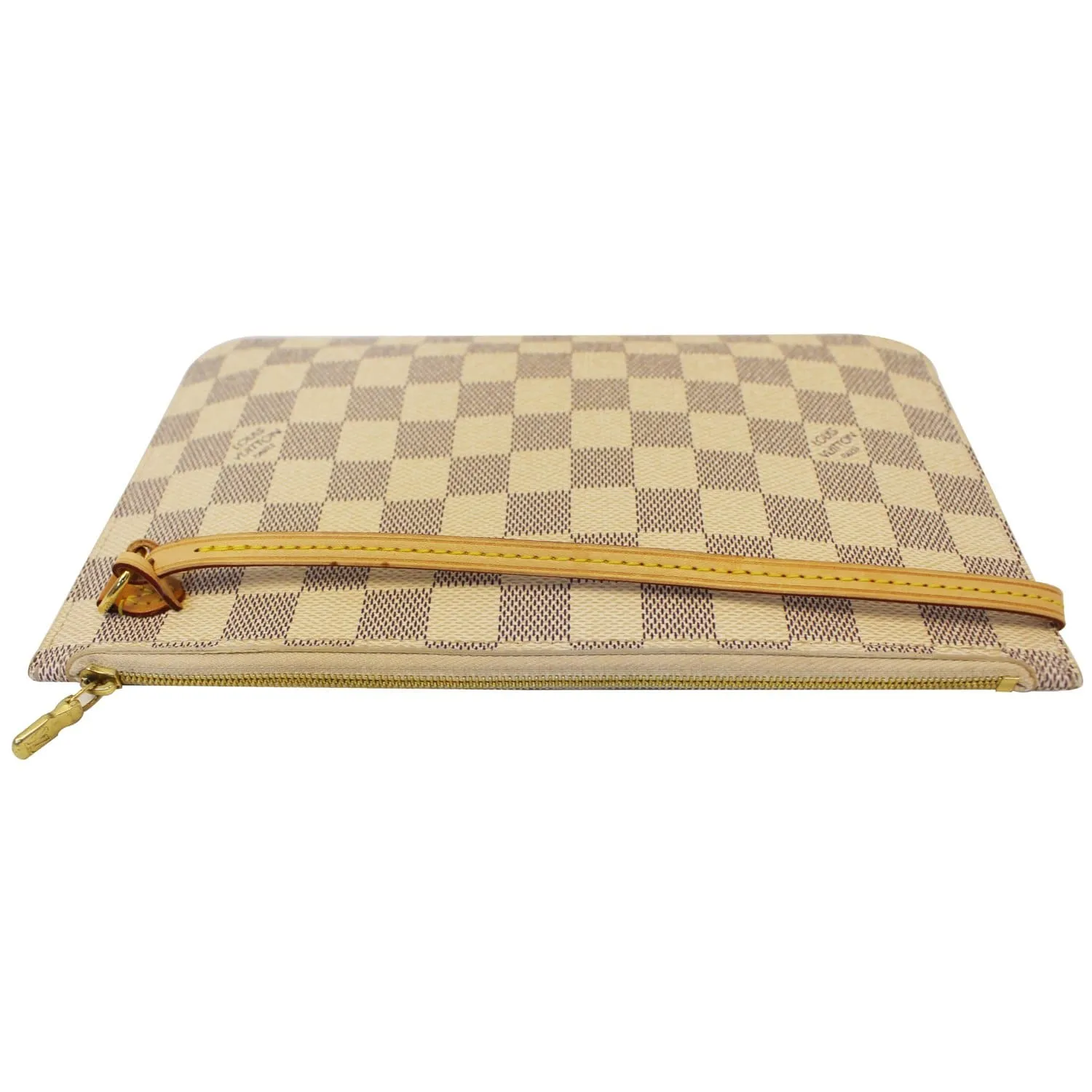 LOUIS VUITTON Pochette Wristlet Pouch Damier Azur Neverfull MM White