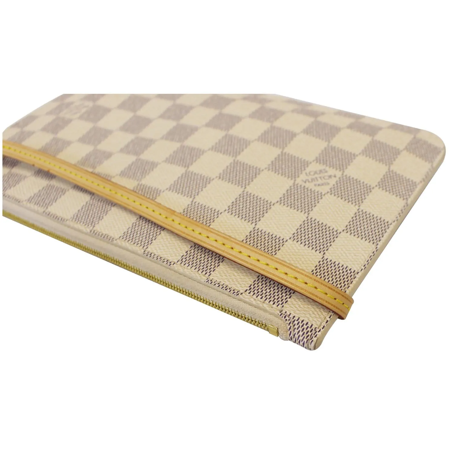 LOUIS VUITTON Pochette Wristlet Pouch Damier Azur Neverfull MM White