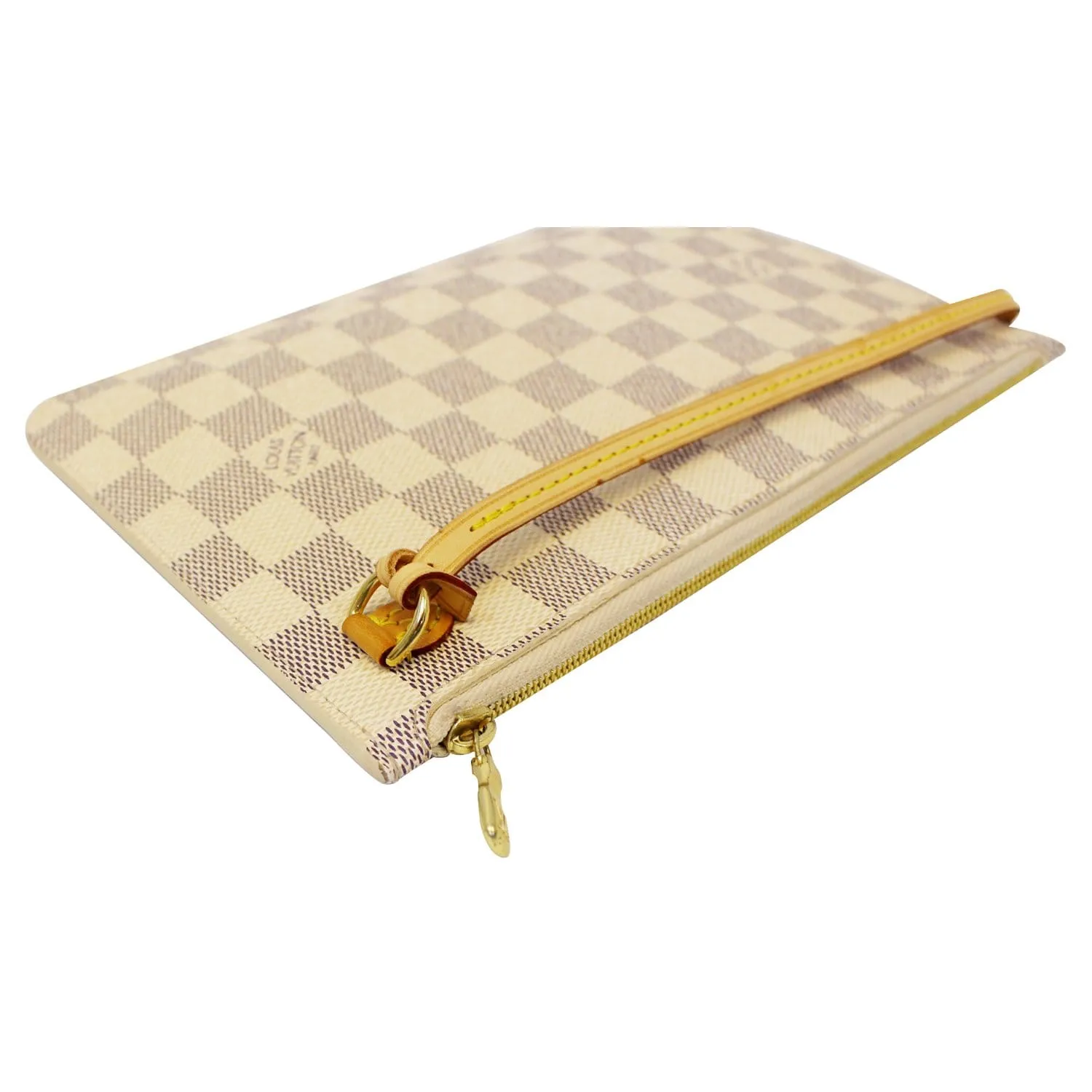 LOUIS VUITTON Pochette Wristlet Pouch Damier Azur Neverfull MM White