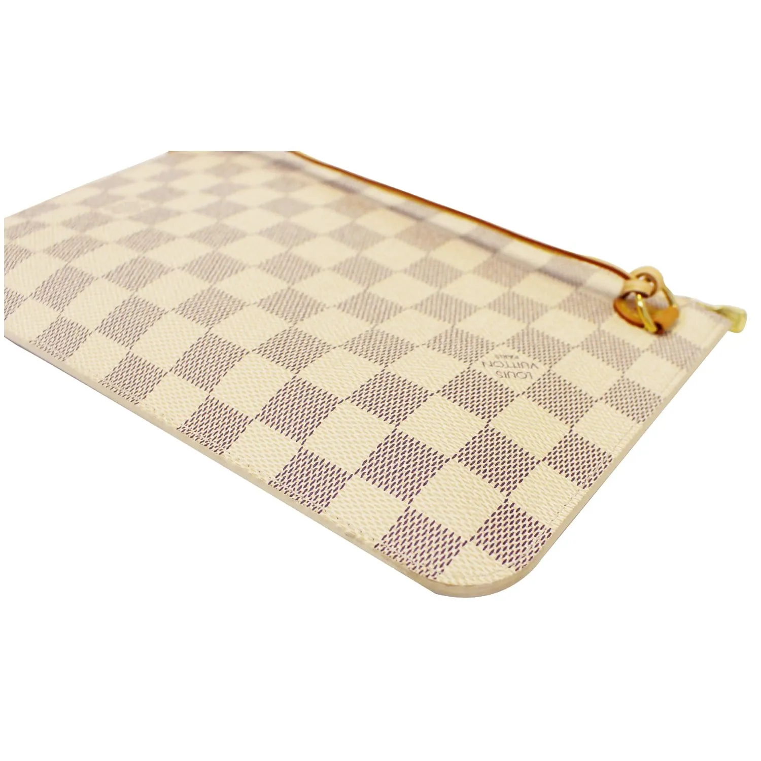 LOUIS VUITTON Pochette Wristlet Pouch Damier Azur Neverfull MM White