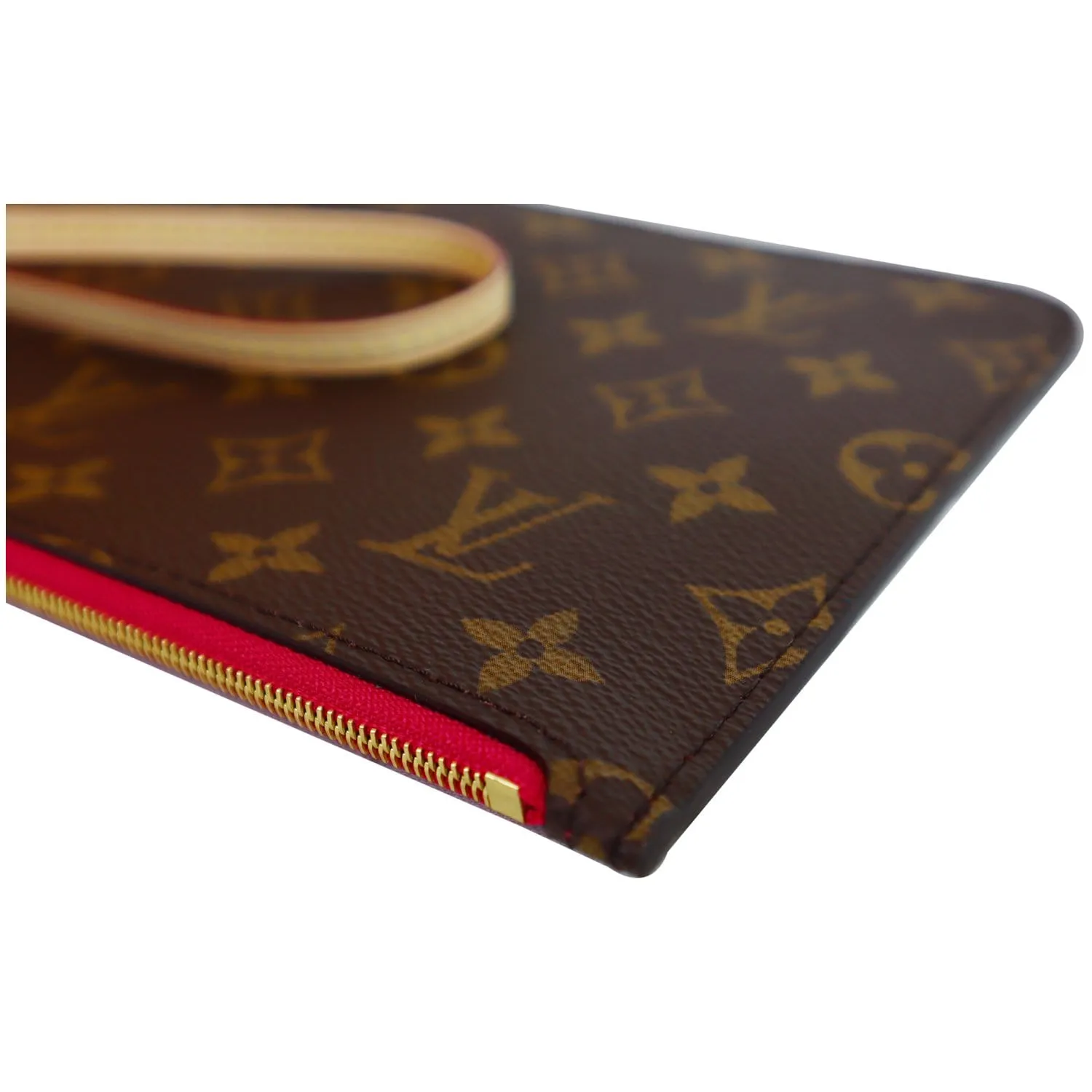 LOUIS VUITTON Pochette Wristlet Pouch Monogram Canvas Neverfull MM Fuchsia