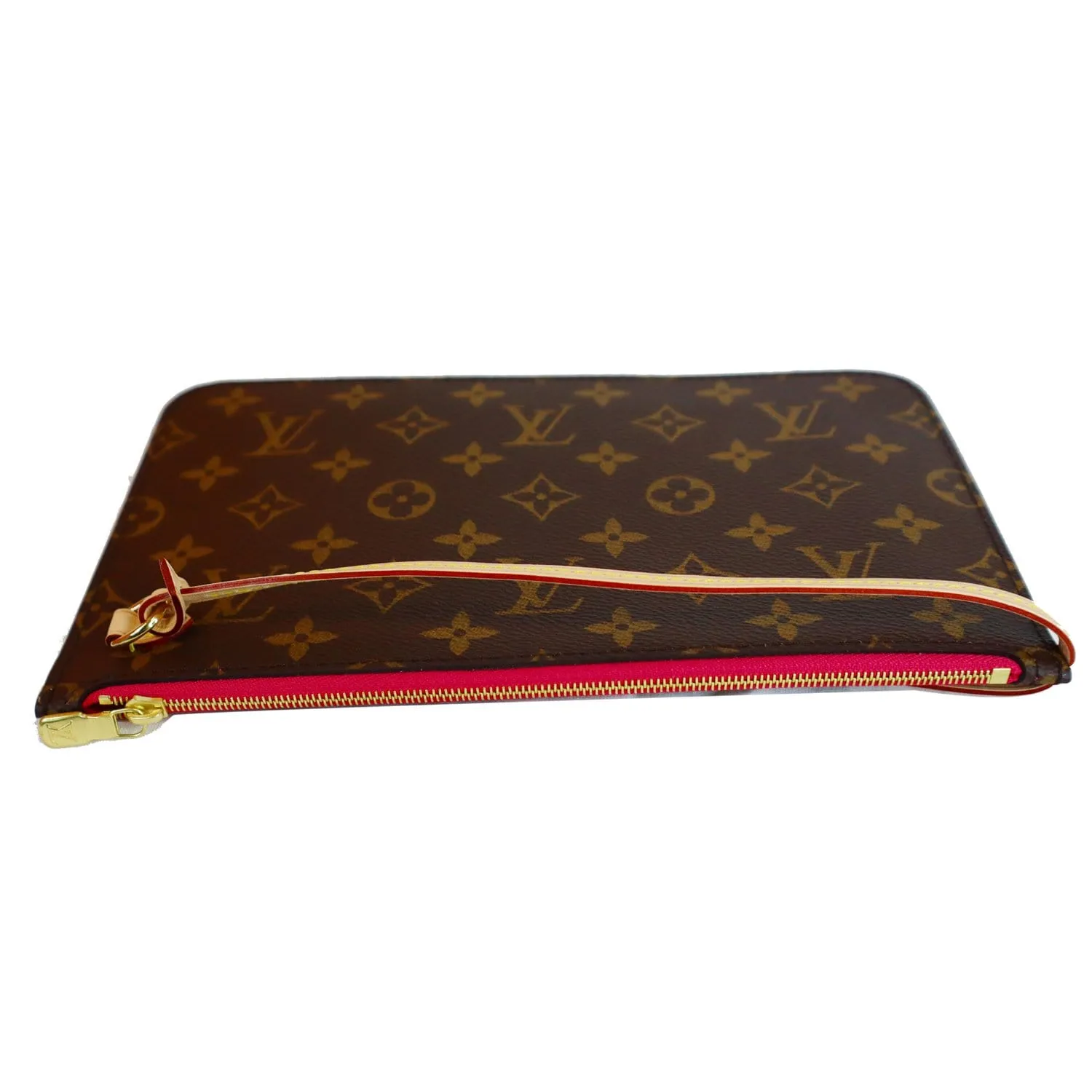 LOUIS VUITTON Pochette Wristlet Pouch Monogram Canvas Neverfull MM Fuchsia
