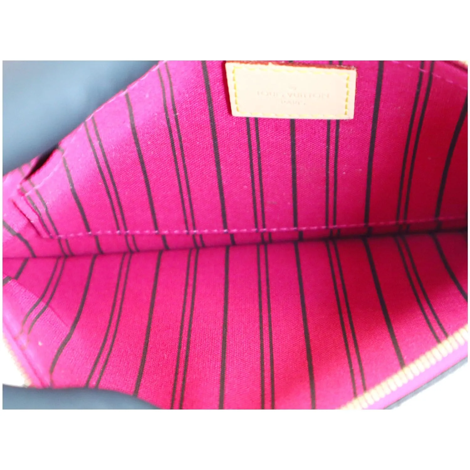 LOUIS VUITTON Pochette Wristlet Pouch Monogram Canvas Neverfull MM Fuchsia