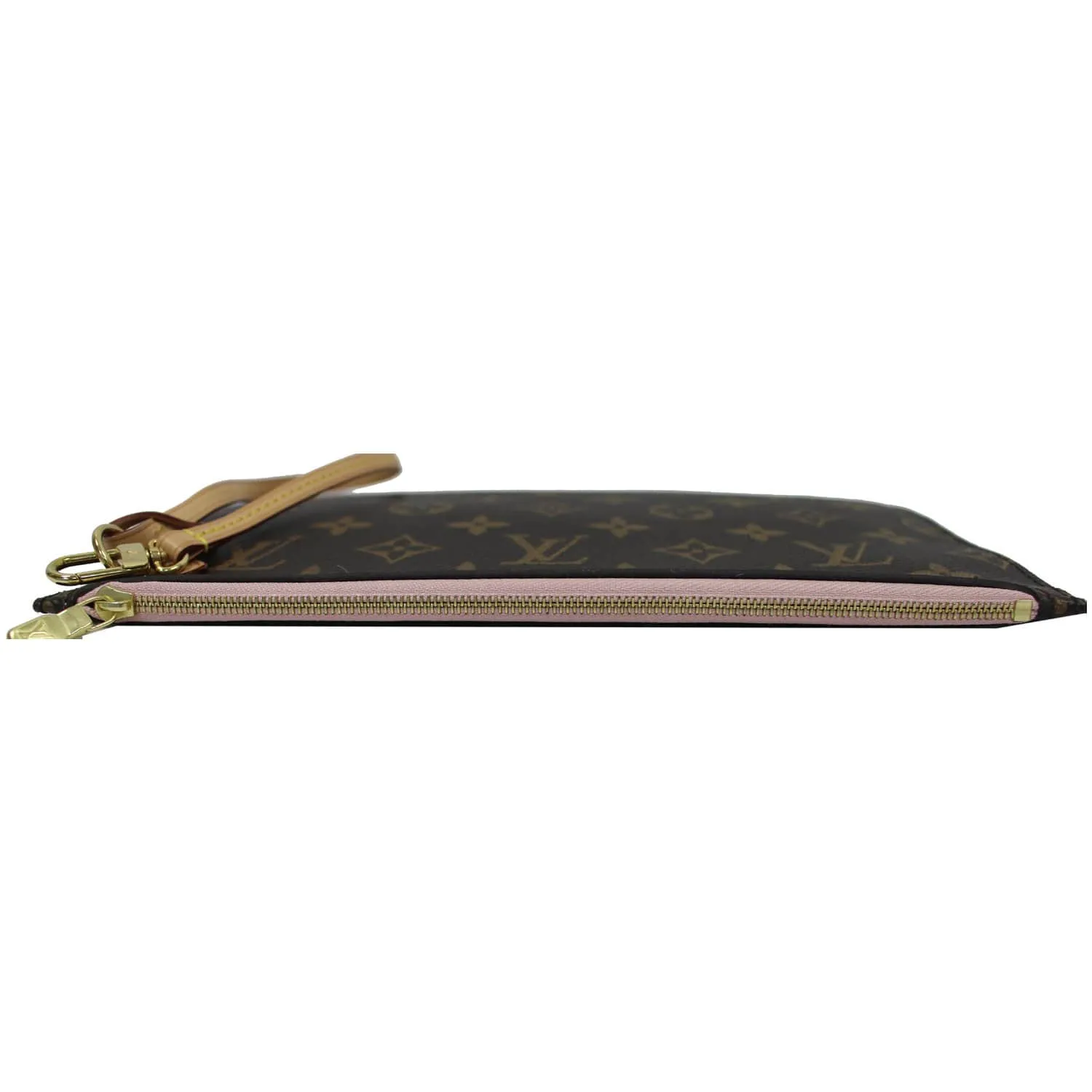 LOUIS VUITTON Pochette Wristlet Pouch Monogram Canvas Neverfull MM Rose Ballerine