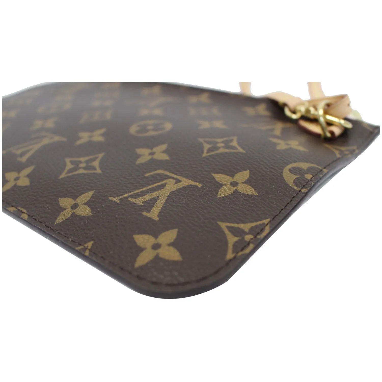 LOUIS VUITTON Pochette Wristlet Pouch Monogram Canvas Neverfull MM Rose Ballerine
