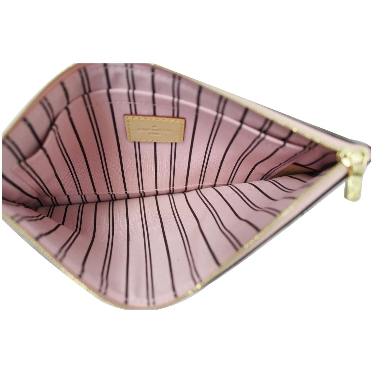 LOUIS VUITTON Pochette Wristlet Pouch Monogram Canvas Neverfull MM Rose Ballerine