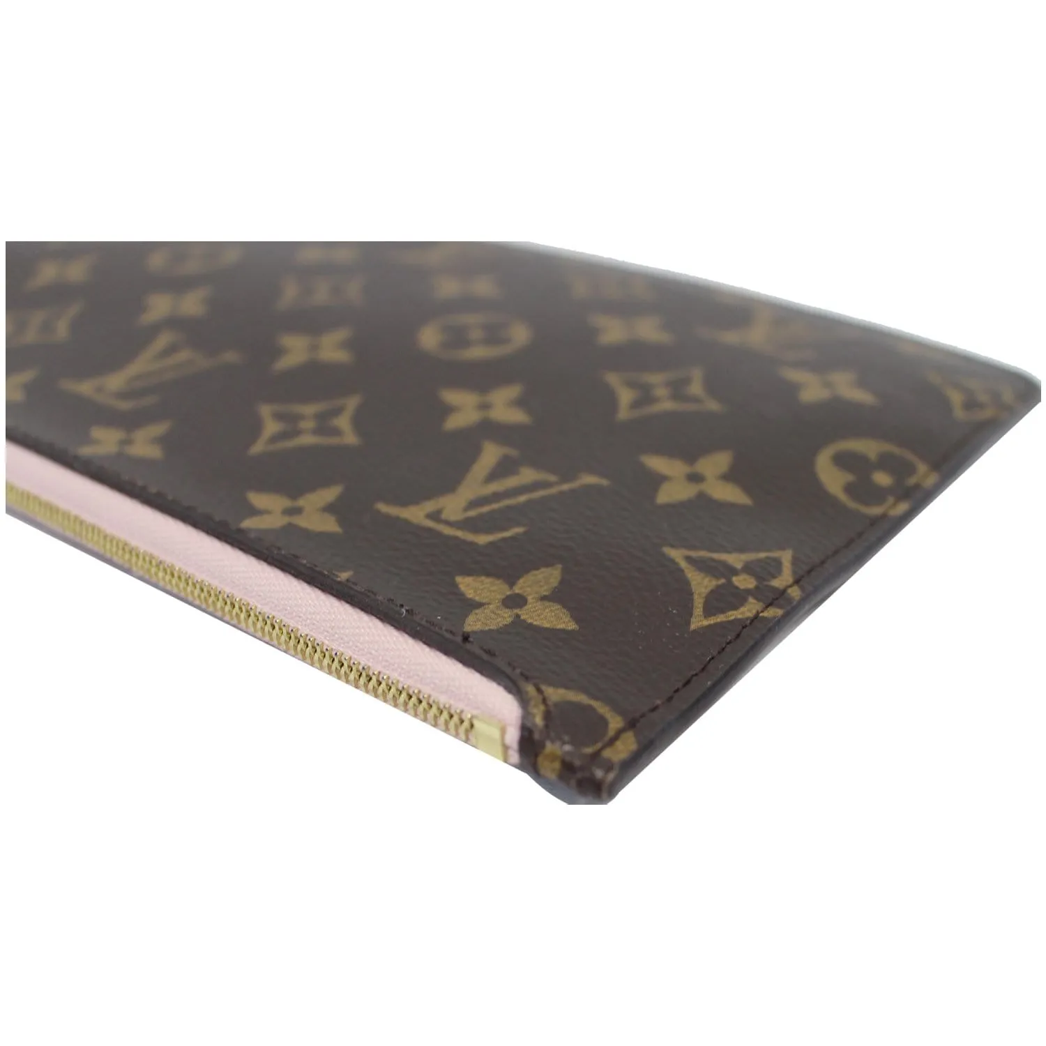 LOUIS VUITTON Pochette Wristlet Pouch Monogram Canvas Neverfull MM Rose Ballerine
