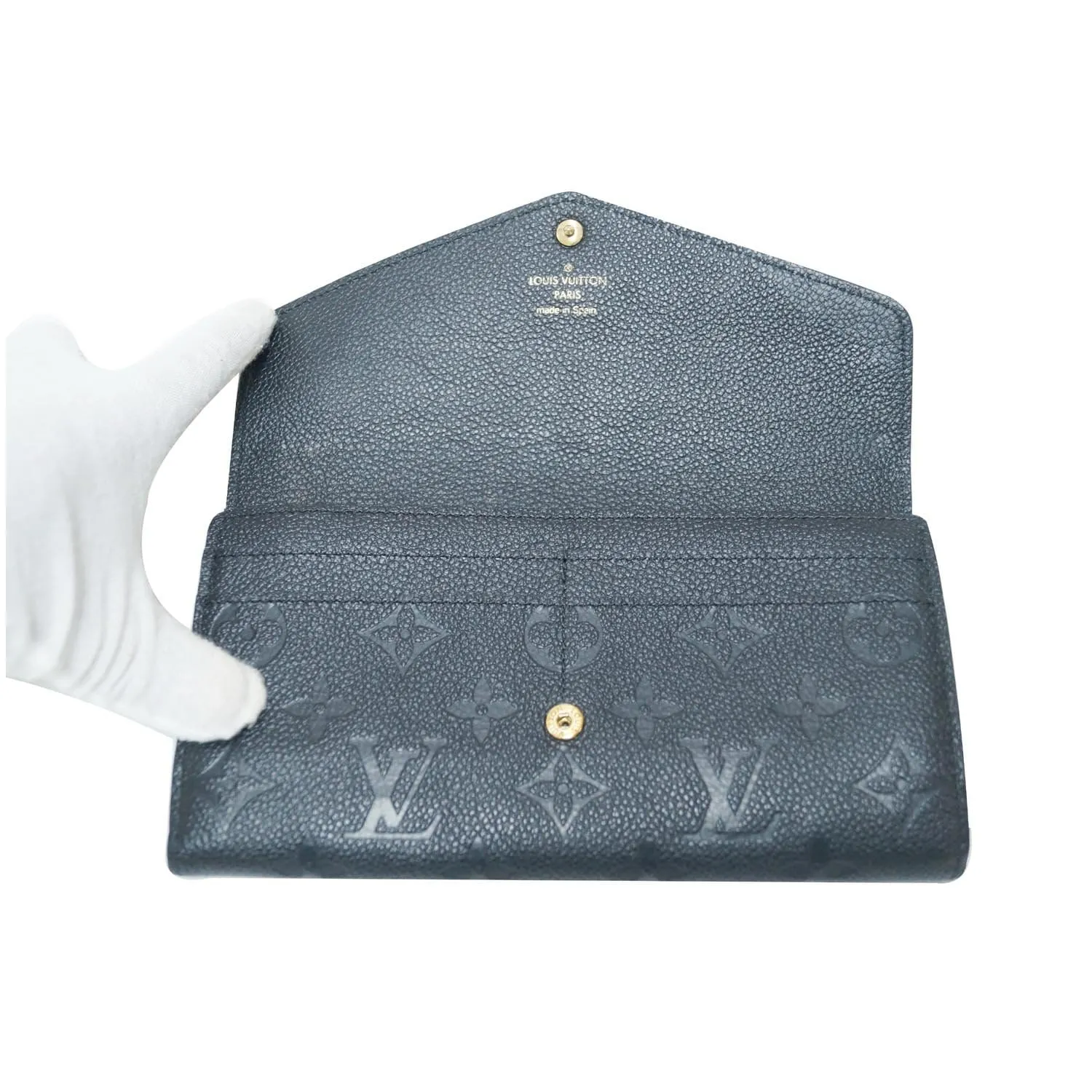 LOUIS VUITTON Sarah Empreinte Leather Wallet Black