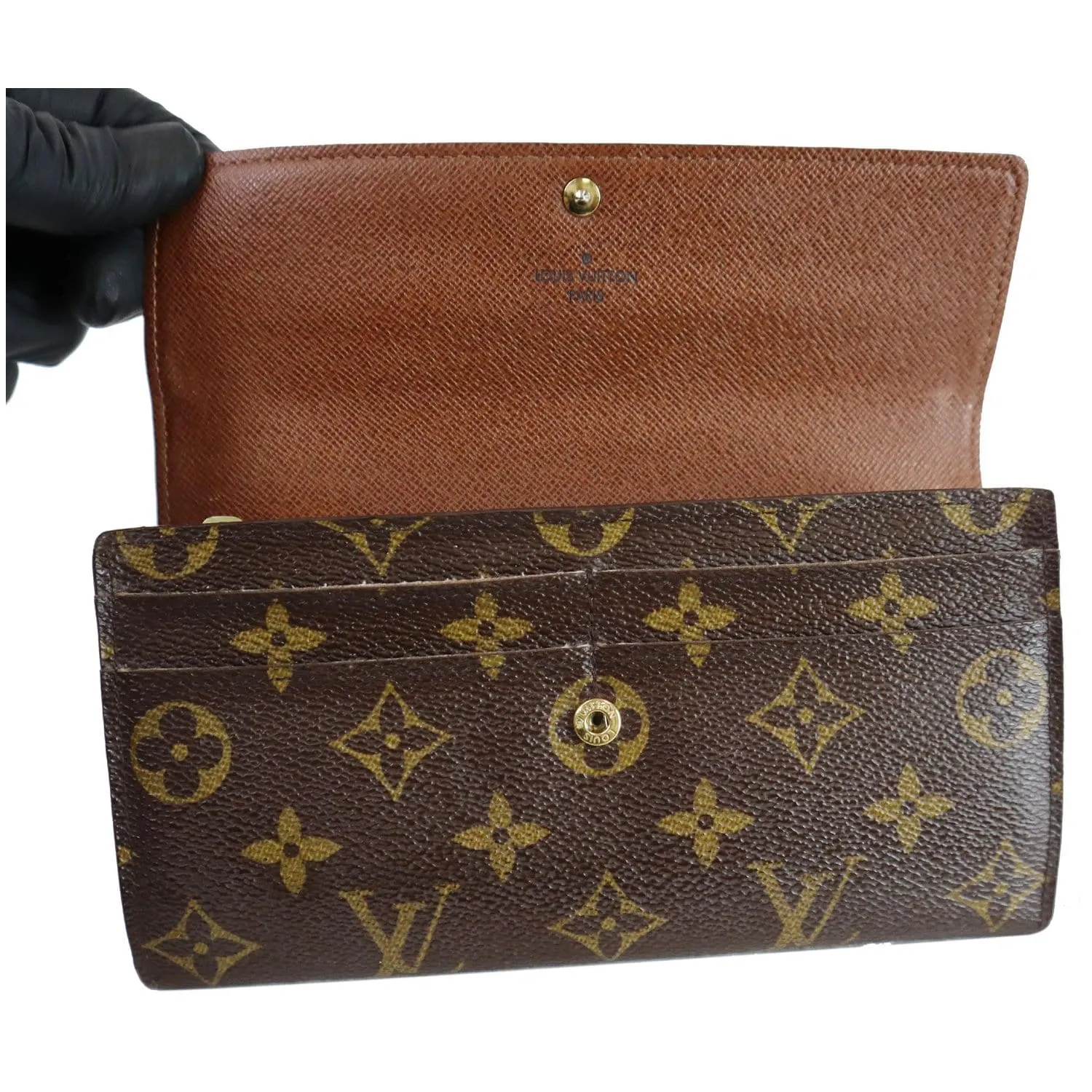 LOUIS VUITTON Sarah Monogram Canvas Wallet Brown