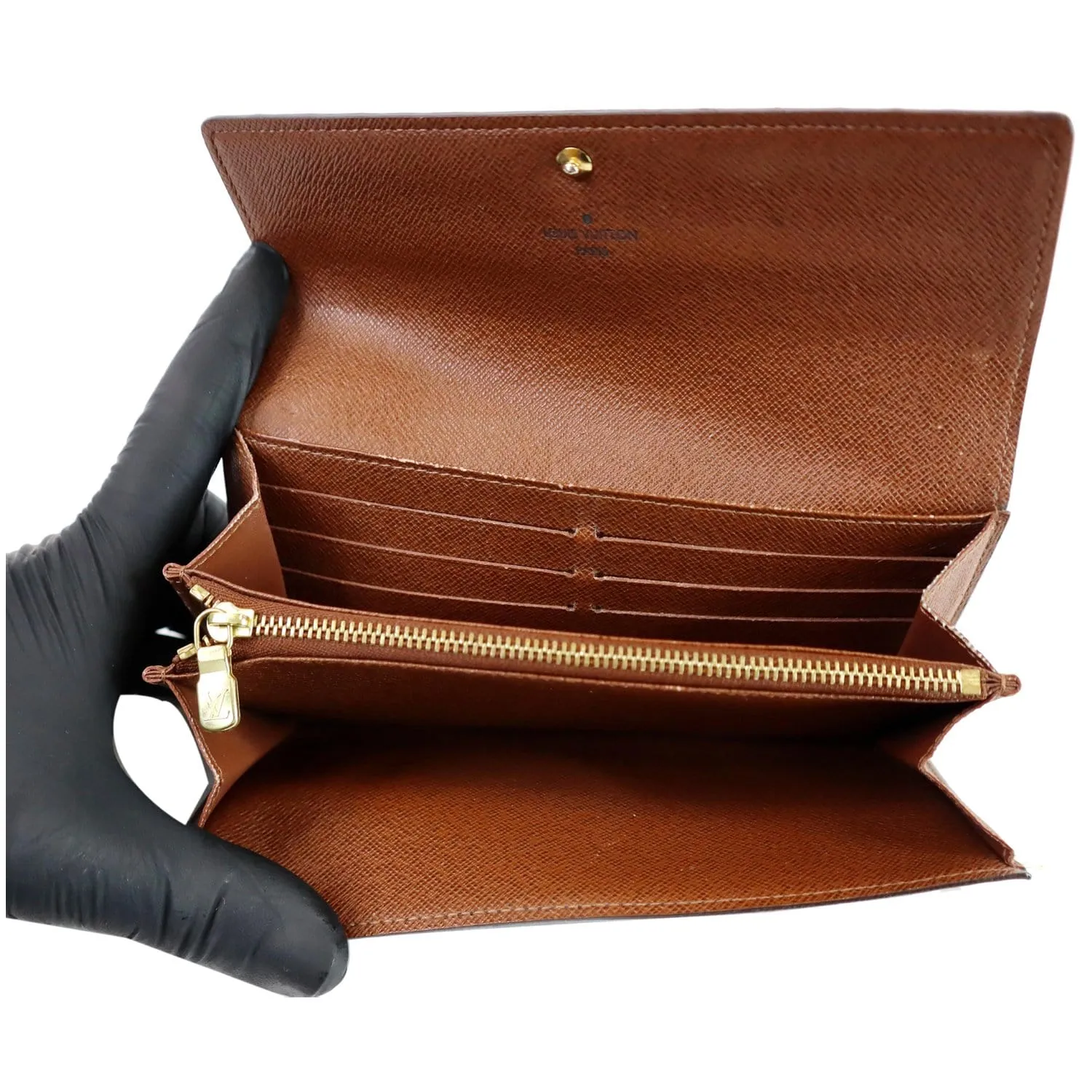 LOUIS VUITTON Sarah Monogram Canvas Wallet Brown