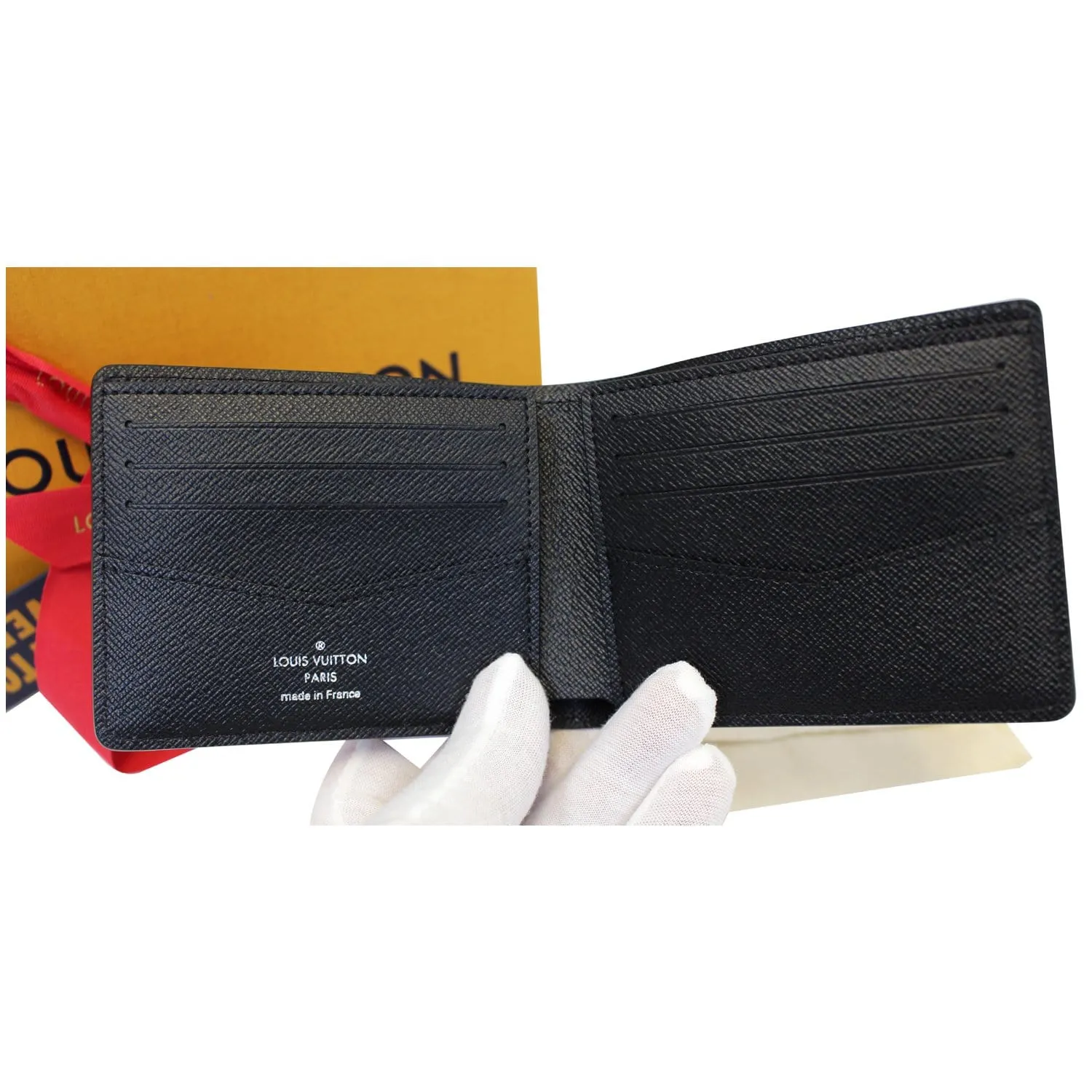 LOUIS VUITTON Slender Epi Leather Wallet Black