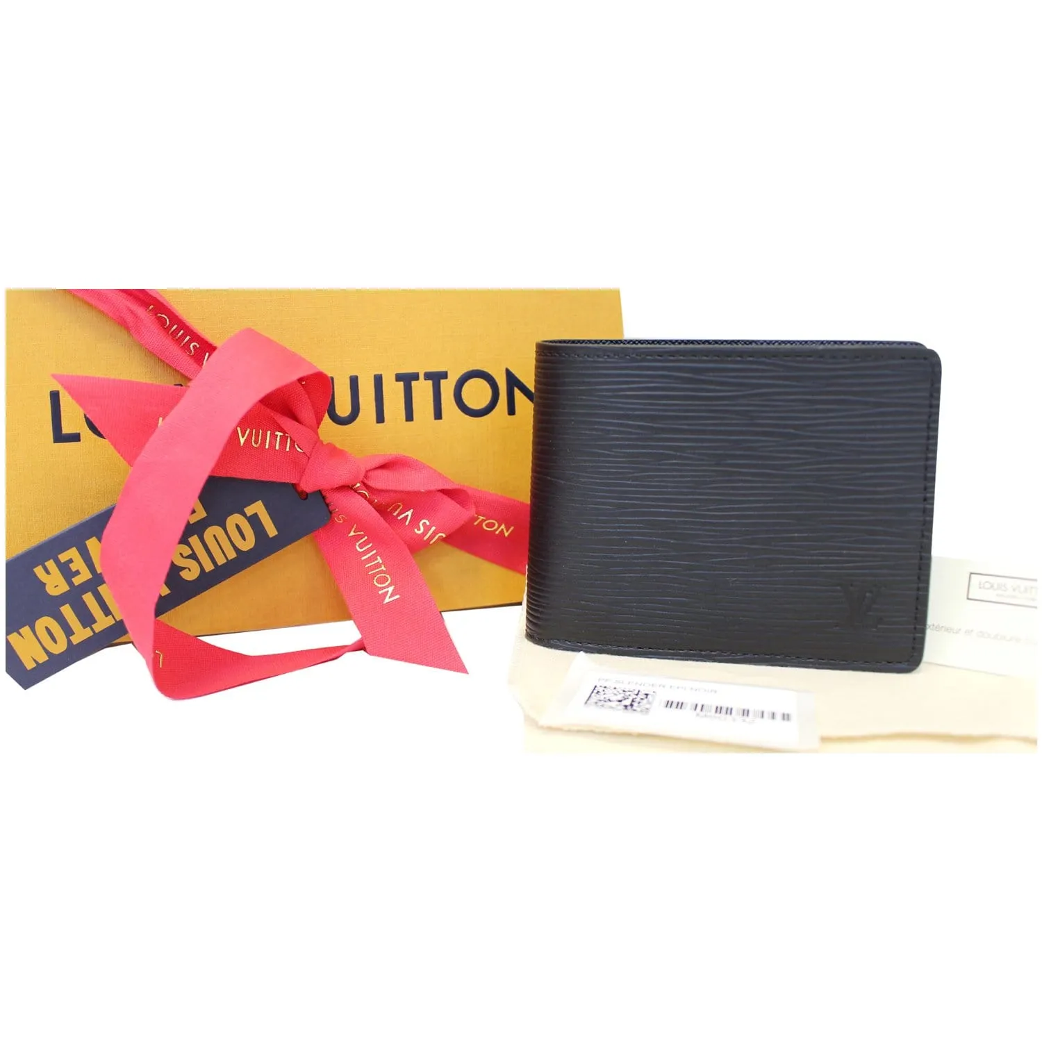 LOUIS VUITTON Slender Epi Leather Wallet Black