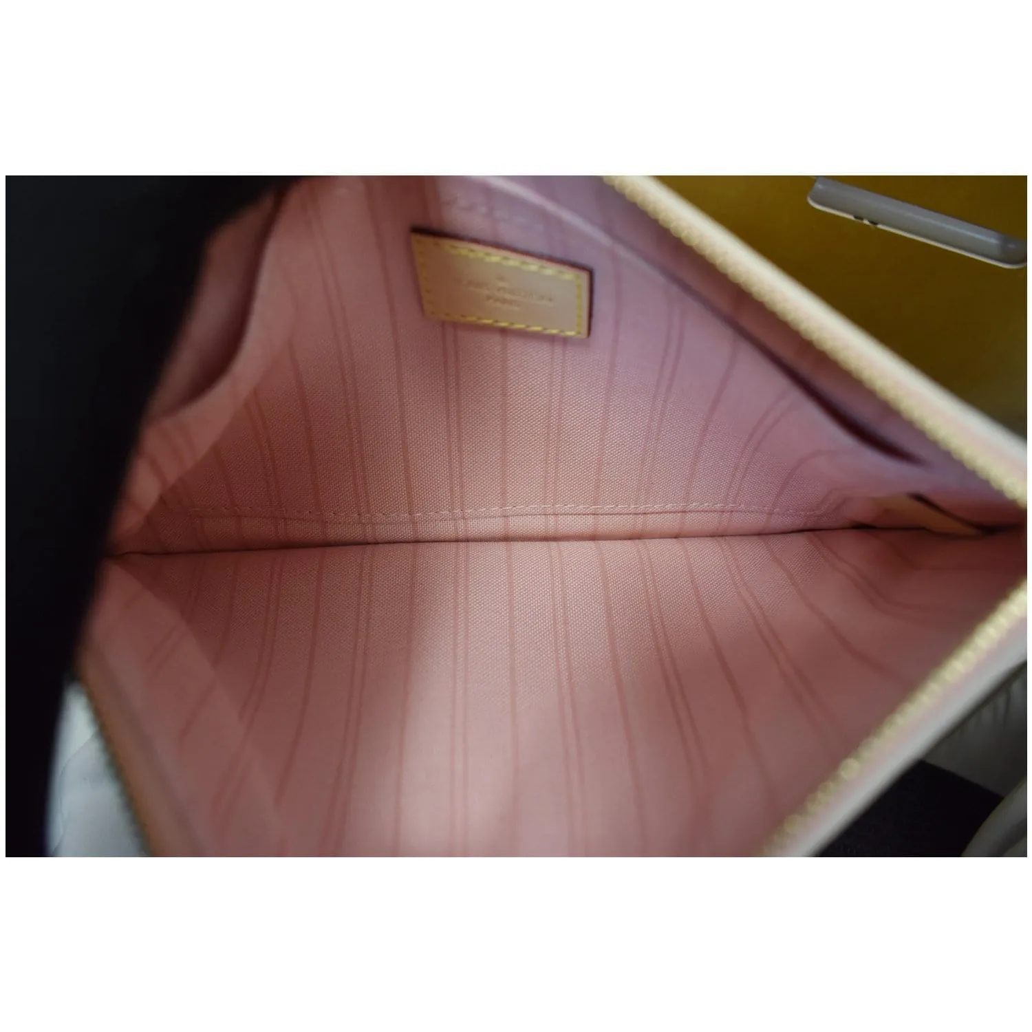 LOUIS VUITTON Tahitienne Pochette Wristlet Pouch Damier Azur Neverfull MM Pink