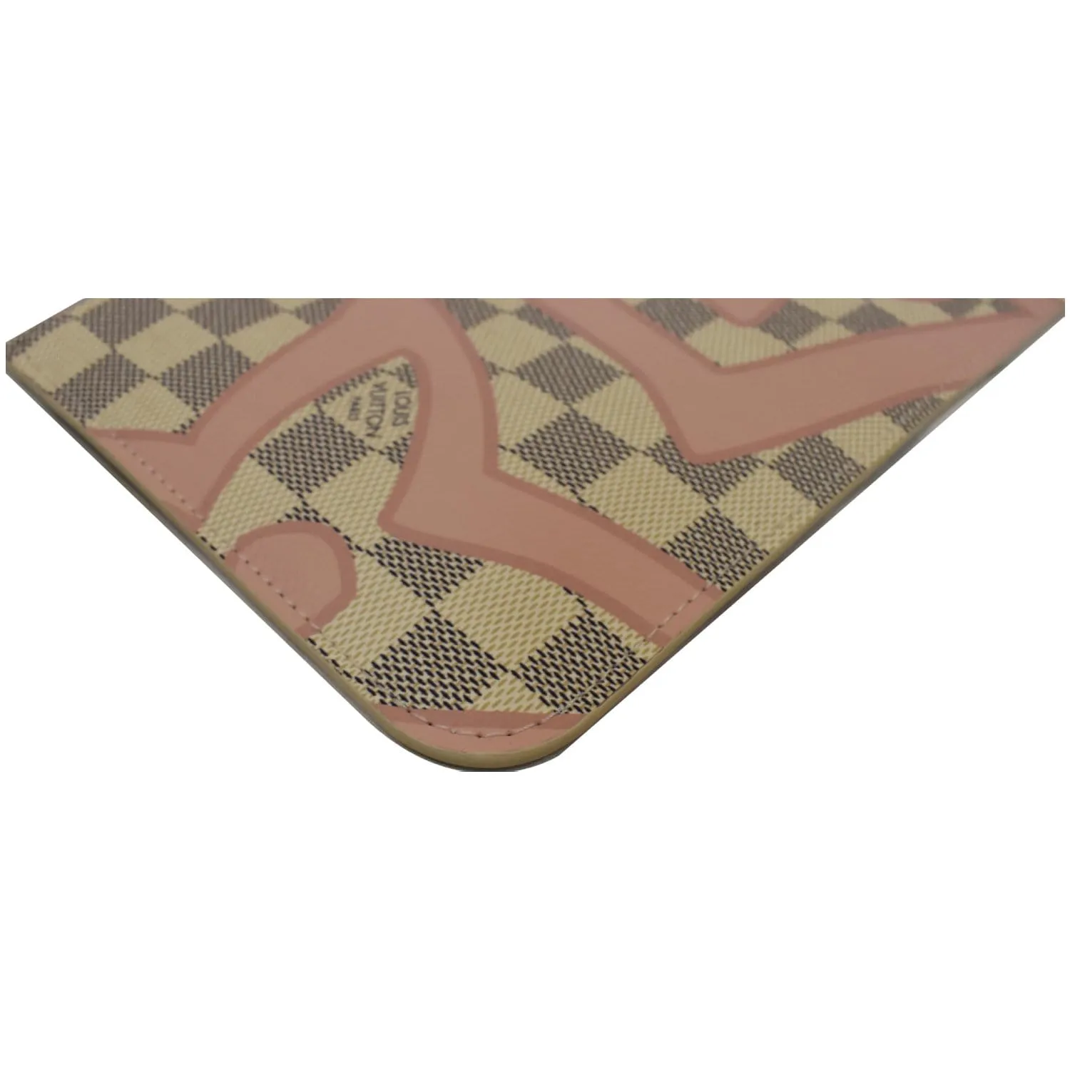 LOUIS VUITTON Tahitienne Pochette Wristlet Pouch Damier Azur Neverfull MM Pink