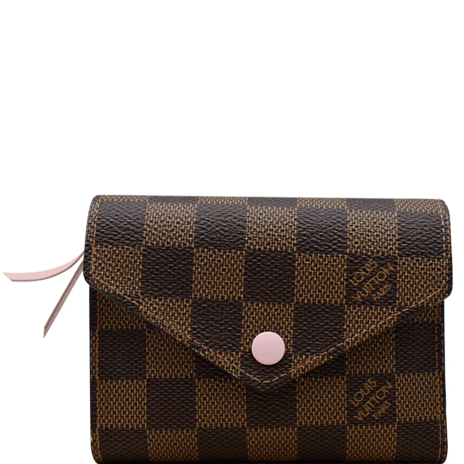 LOUIS VUITTON Victorine Damier Ebene Canvas Wallet Rose Ballerina
