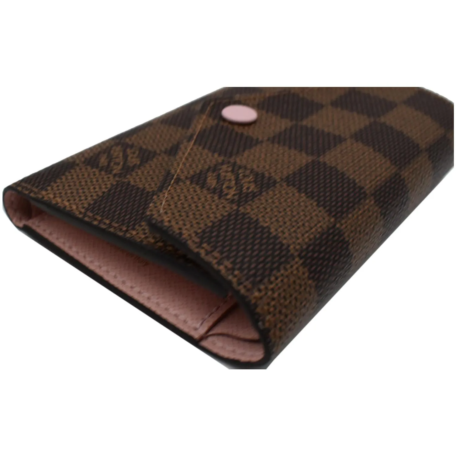 LOUIS VUITTON Victorine Damier Ebene Canvas Wallet Rose Ballerina