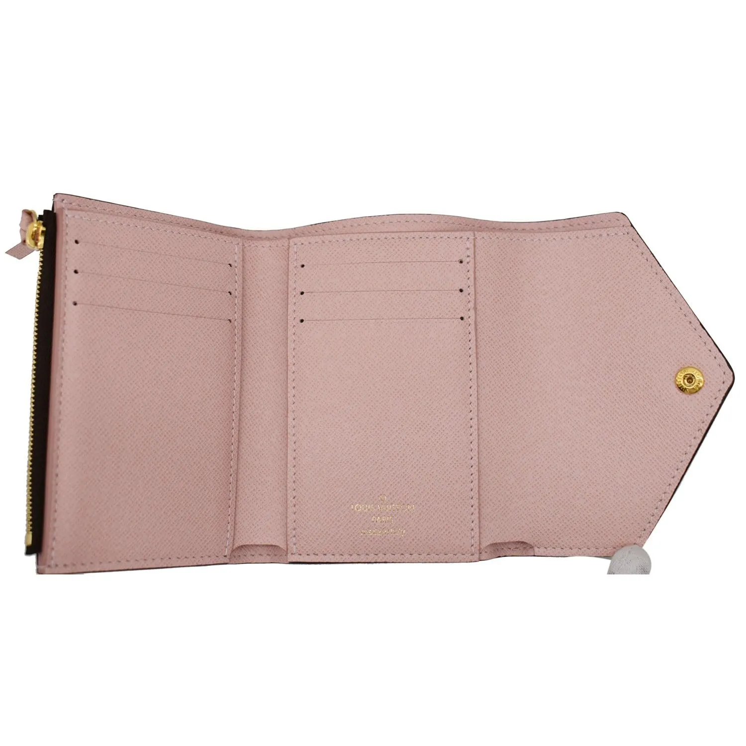 LOUIS VUITTON Victorine Damier Ebene Canvas Wallet Rose Ballerina
