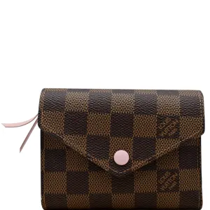 LOUIS VUITTON Victorine Damier Ebene Canvas Wallet Rose Ballerina
