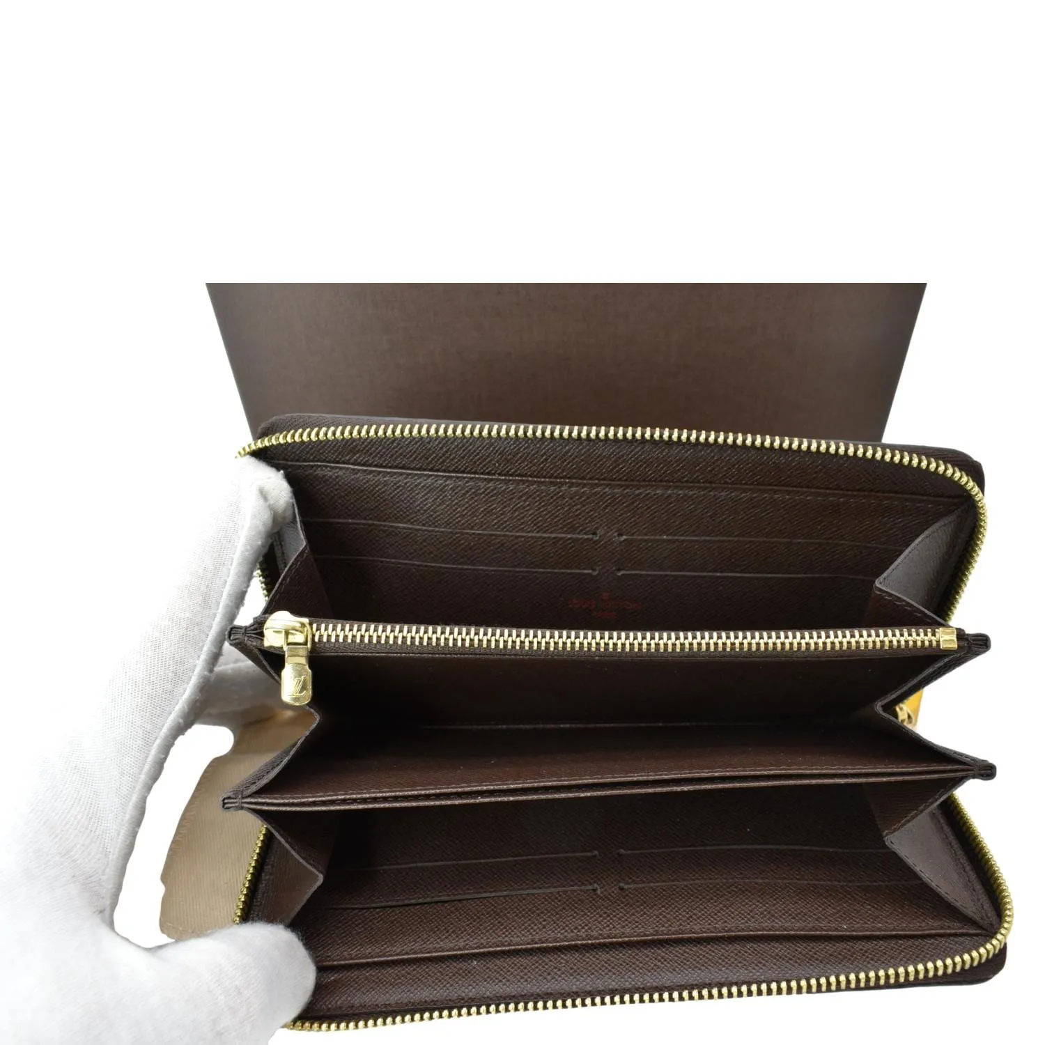 LOUIS VUITTON Zippy Long Damier Ebene Wallet Brown