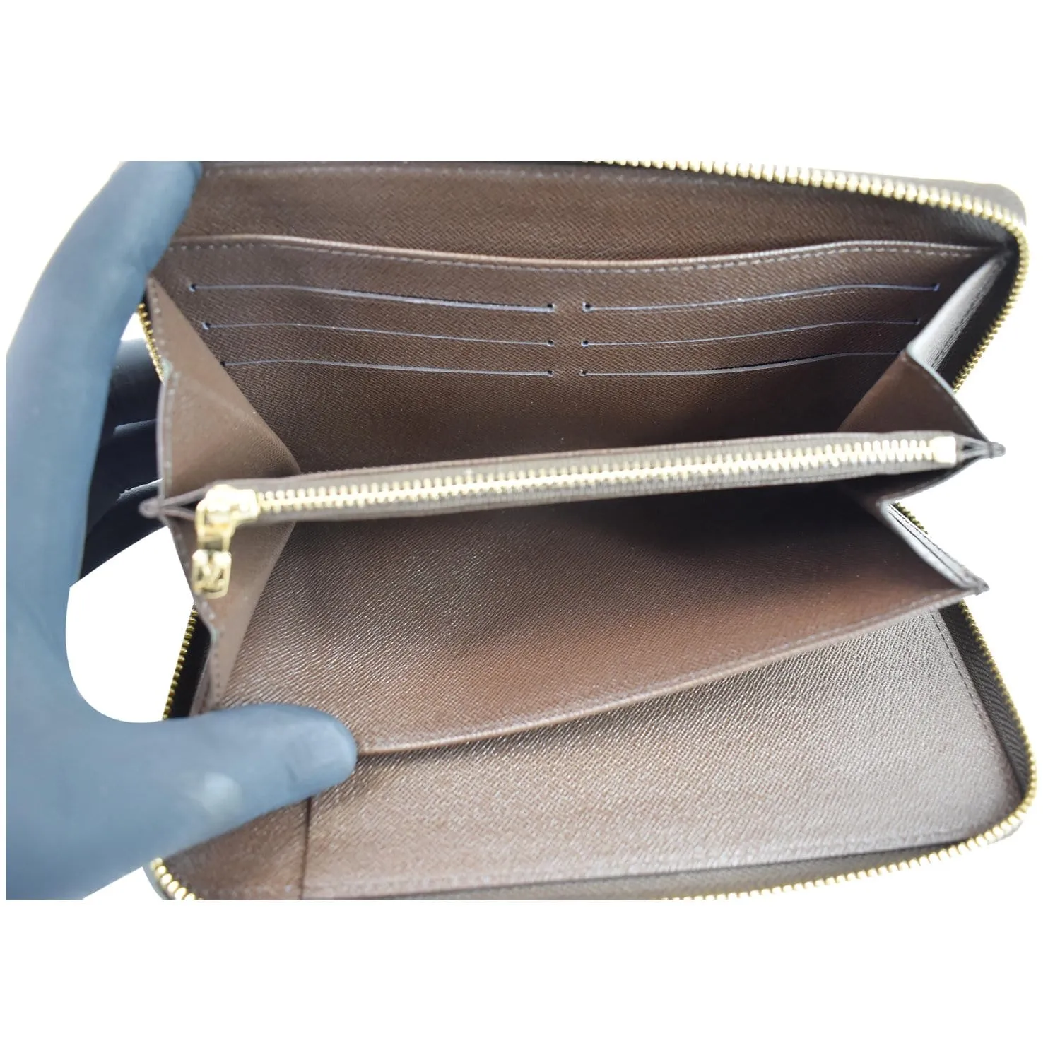 LOUIS VUITTON Zippy Organizer Damier Ebene Wallet Brown