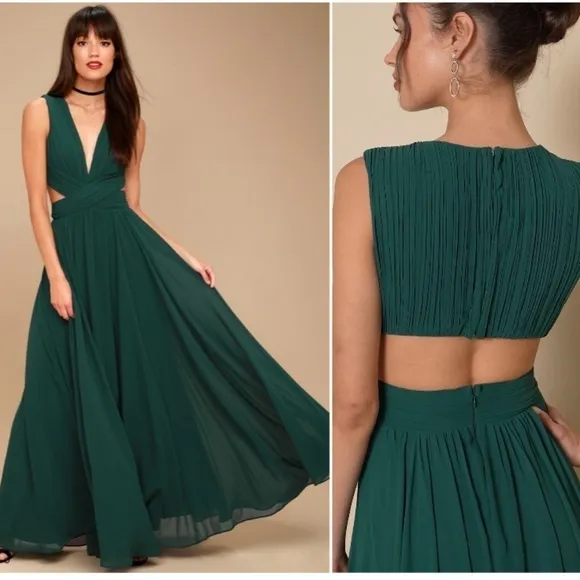 LULU's Prom Wedding Bridesmaid Vivid Imagination Cutout Maxi Dress