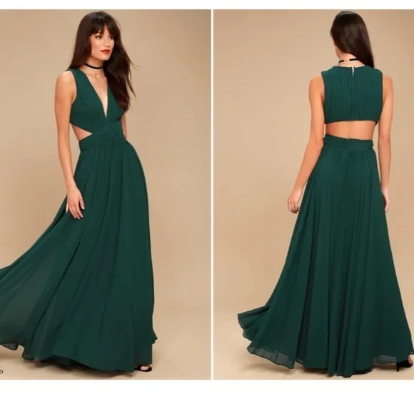 LULU's Prom Wedding Bridesmaid Vivid Imagination Cutout Maxi Dress