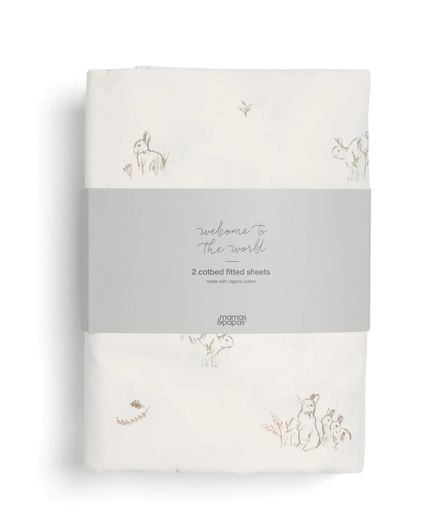 Mamas & Papas 'Welcome to the World' Seedling Cotbed Fitted Sheets (2 pack) - Bunny/Fox