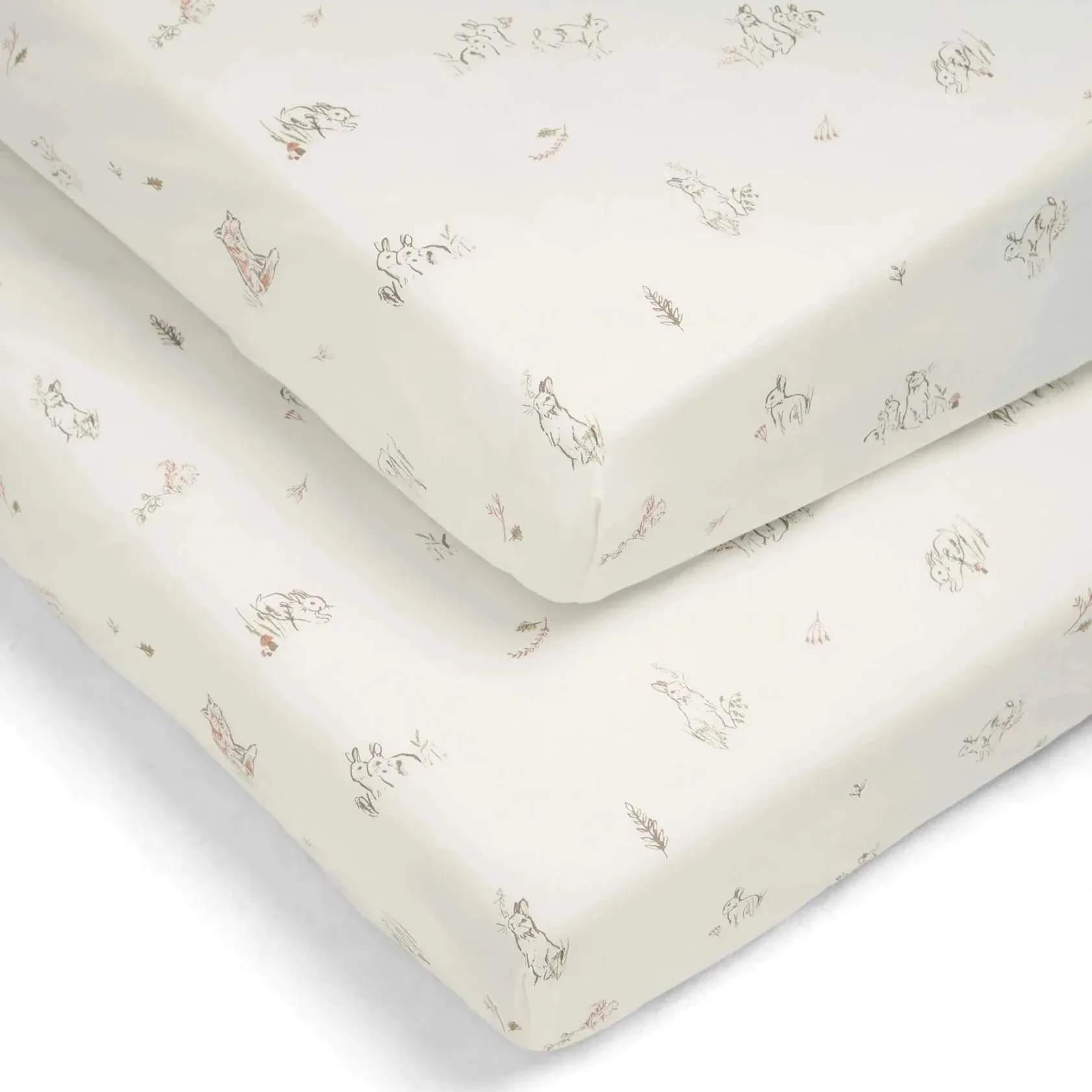Mamas & Papas 'Welcome to the World' Seedling Cotbed Fitted Sheets (2 pack) - Bunny/Fox