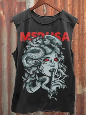 Medusa Print 100% Cotton Casual Tank Top